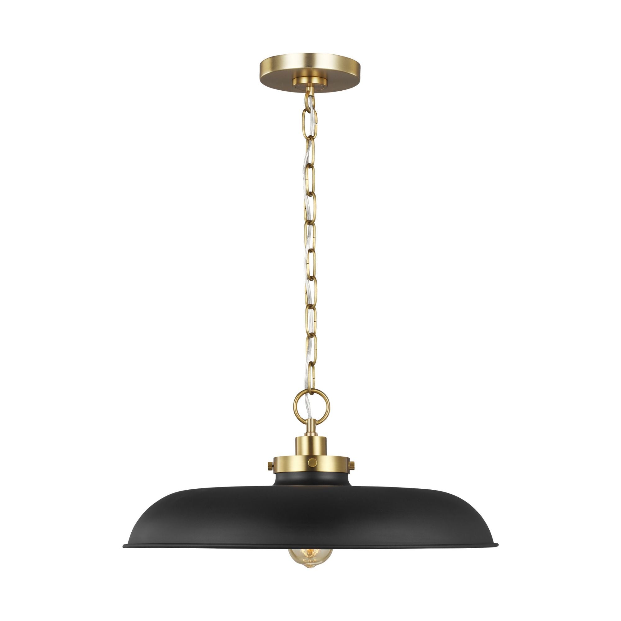 Chapman & Myers Wellfleet Medium Wide Pendant in Midnight Black and Burnished Brass