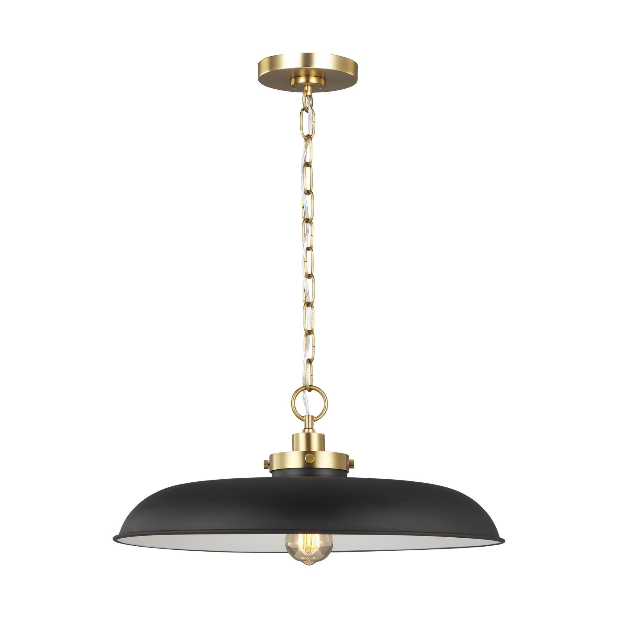 Chapman & Myers Wellfleet Medium Wide Pendant in Midnight Black and Burnished Brass