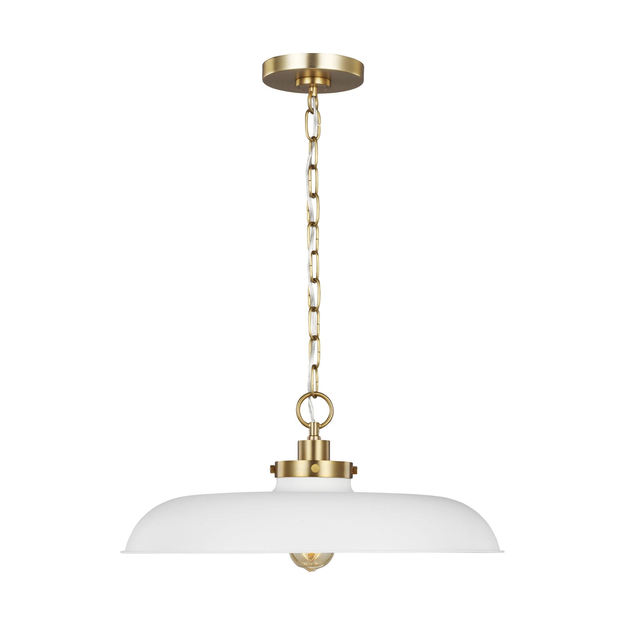 Chapman & Myers Wellfleet Medium Wide Pendant in Matte White and Burnished Brass