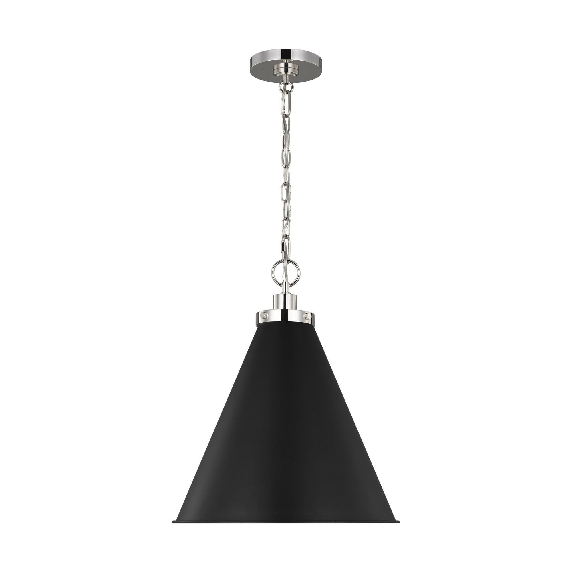 Chapman & Myers Wellfleet Medium Cone Pendant in Midnight Black and Polished Nickel