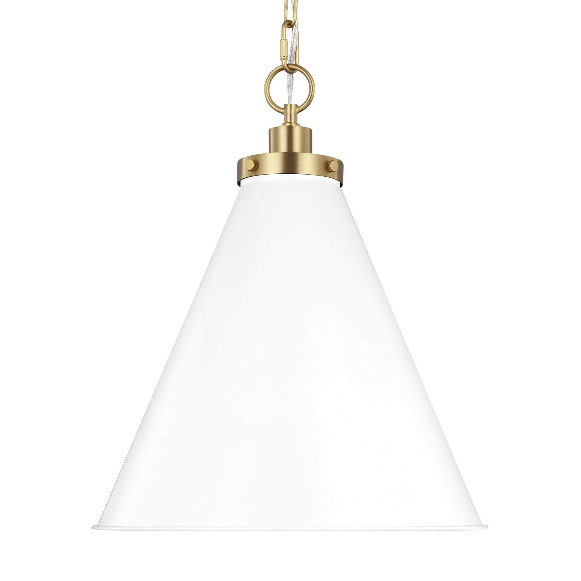 Chapman & Myers Wellfleet Medium Cone Pendant in Matte White and Burnished Brass