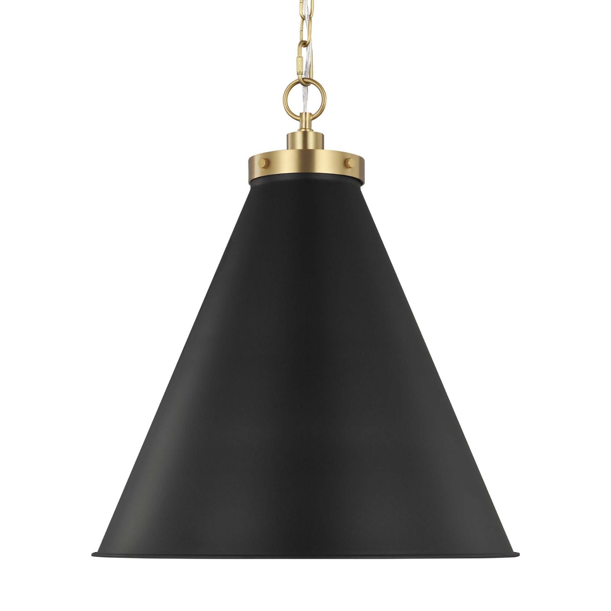 Chapman & Myers Wellfleet Large Cone Pendant in Midnight Black and Burnished Brass