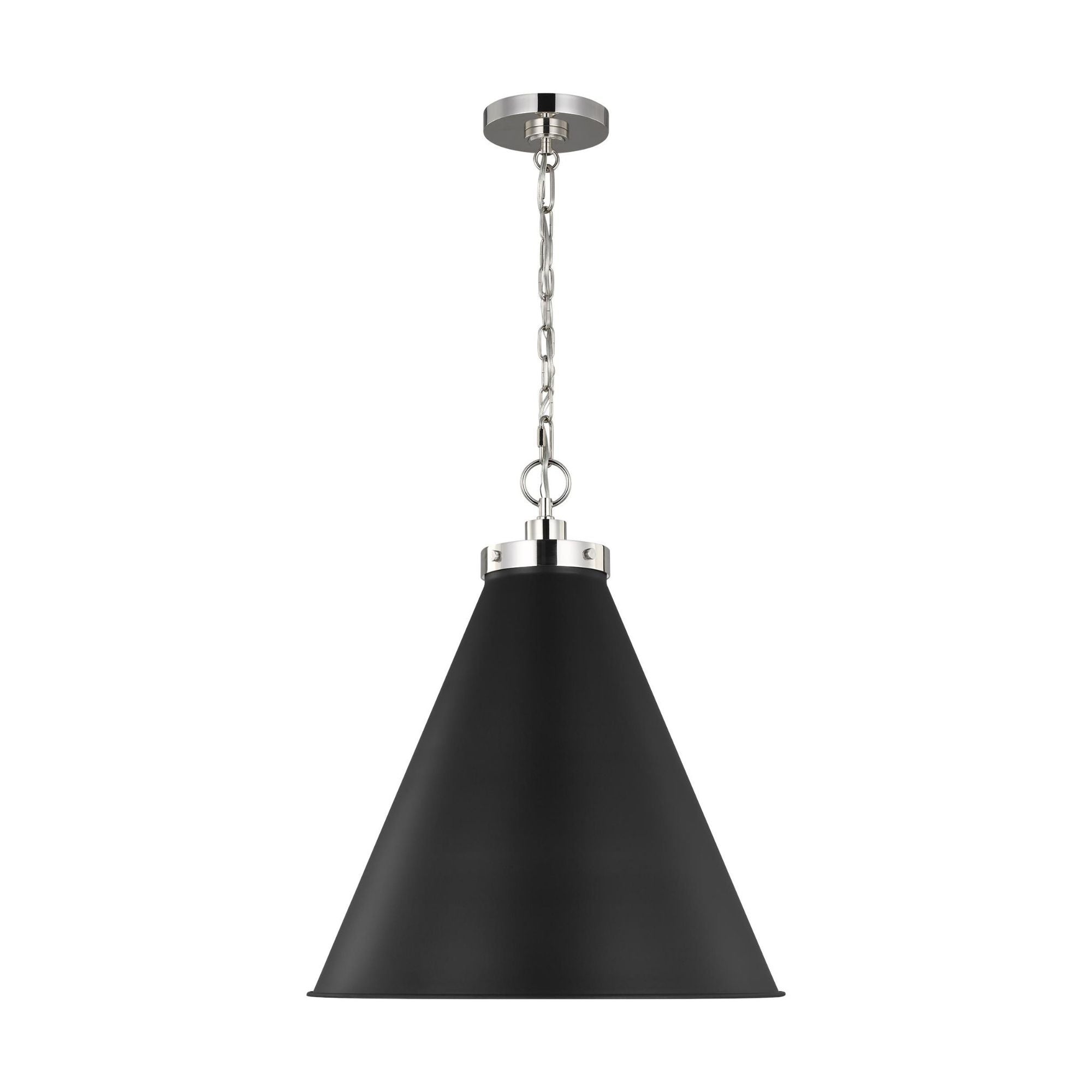 Chapman & Myers Wellfleet Large Cone Pendant in Midnight Black and Polished Nickel