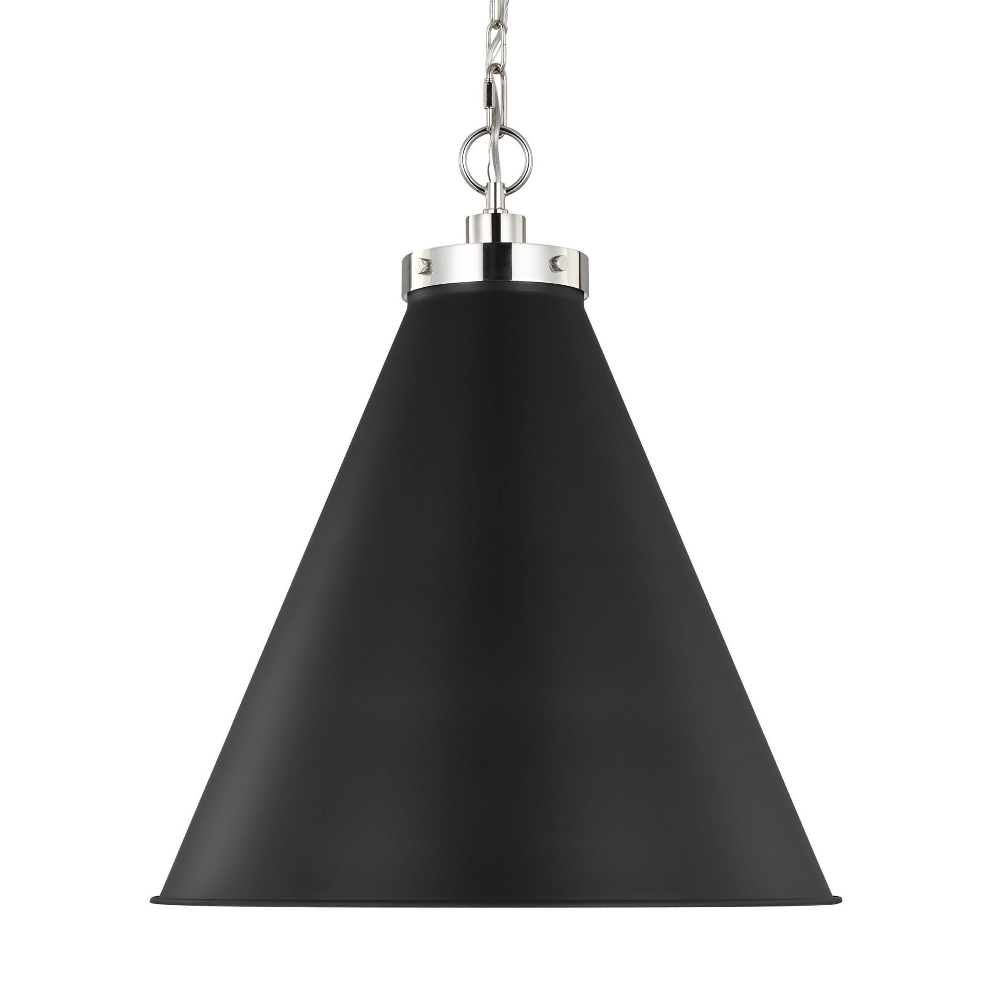 Chapman & Myers Wellfleet Large Cone Pendant in Midnight Black and Polished Nickel