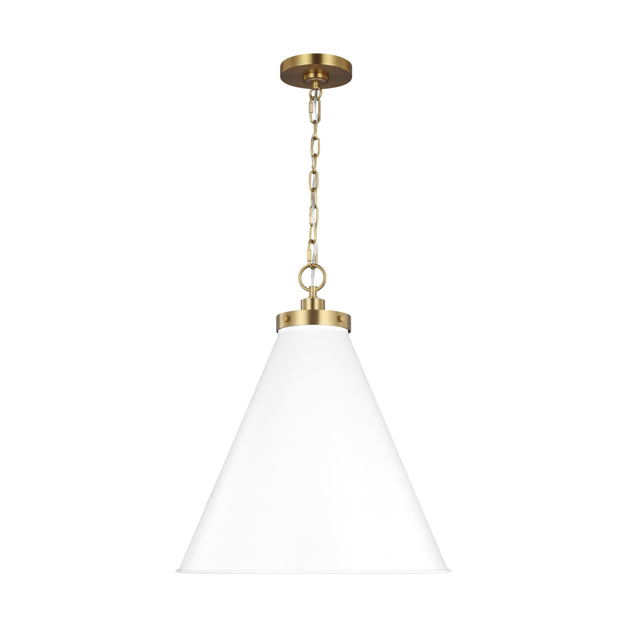 Chapman & Myers Wellfleet Large Cone Pendant in Matte White and Burnished Brass