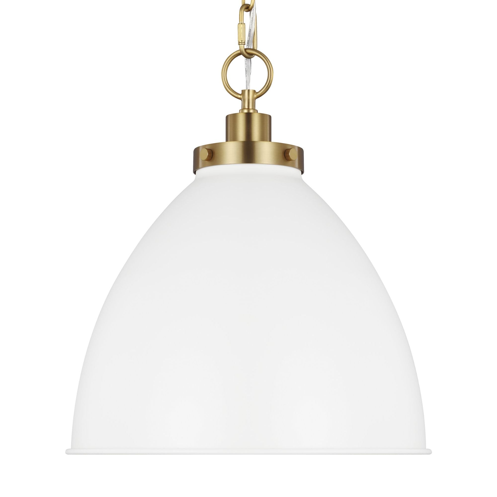 Chapman & Myers Wellfleet Medium Dome Pendant in Matte White and Burnished Brass