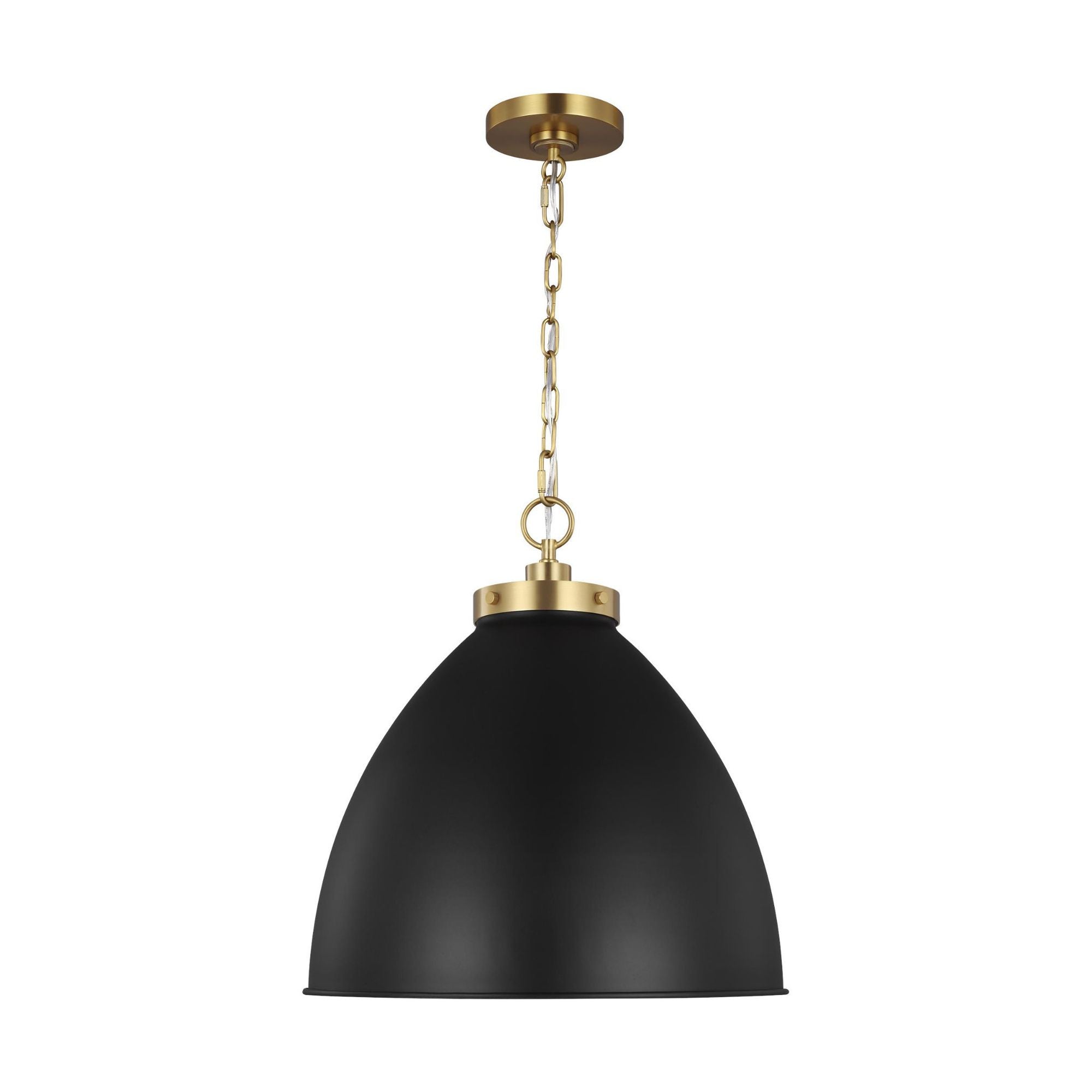 Chapman & Myers Wellfleet Large Dome Pendant in Midnight Black and Burnished Brass