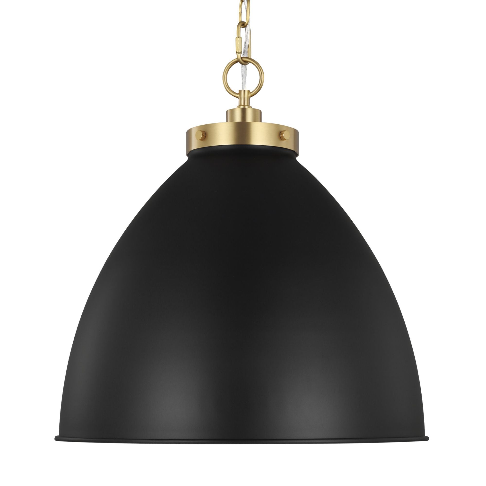 Chapman & Myers Wellfleet Large Dome Pendant in Midnight Black and Burnished Brass