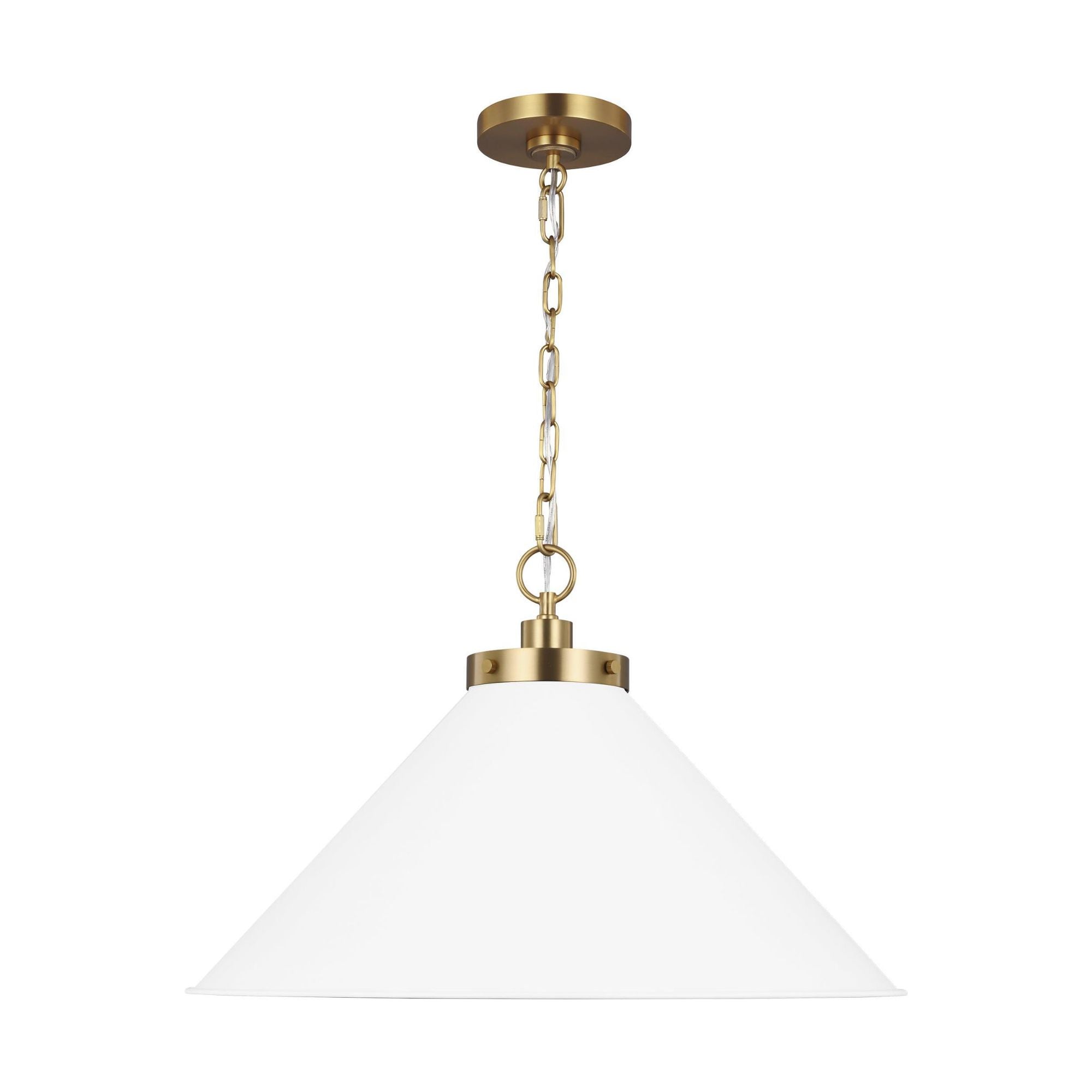 Chapman & Myers Wellfleet Wide Cone Pendant in Matte White and Burnished Brass