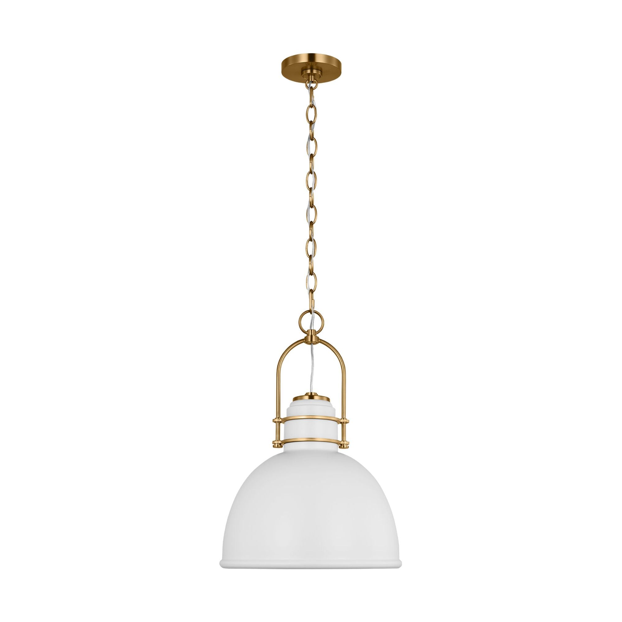 Chapman & Myers Upland Extra Large Pendant in Matte White and Burnished Brass