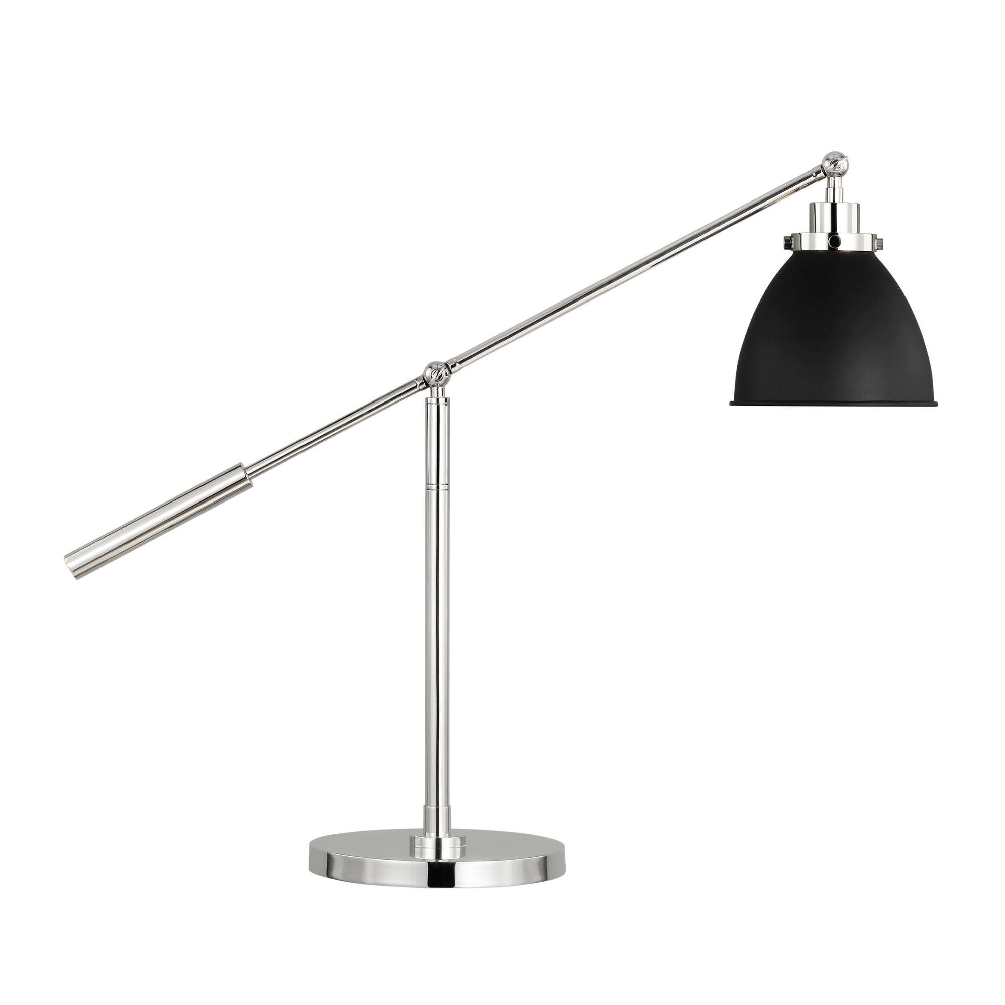 Chapman & Myers Wellfleet Dome Desk Lamp in Midnight Black and Polished Nickel
