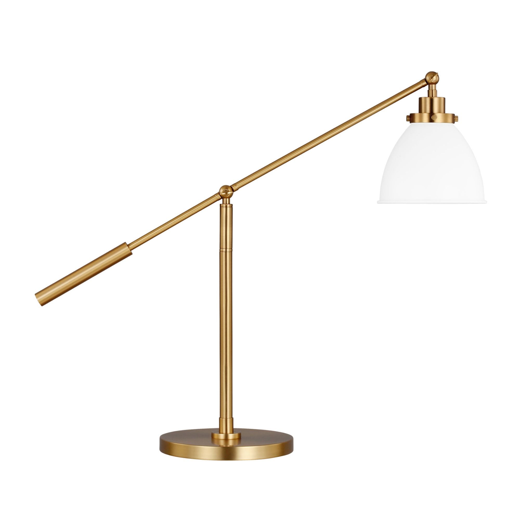 Chapman & Myers Wellfleet Dome Desk Lamp in Matte White and Burnished Brass