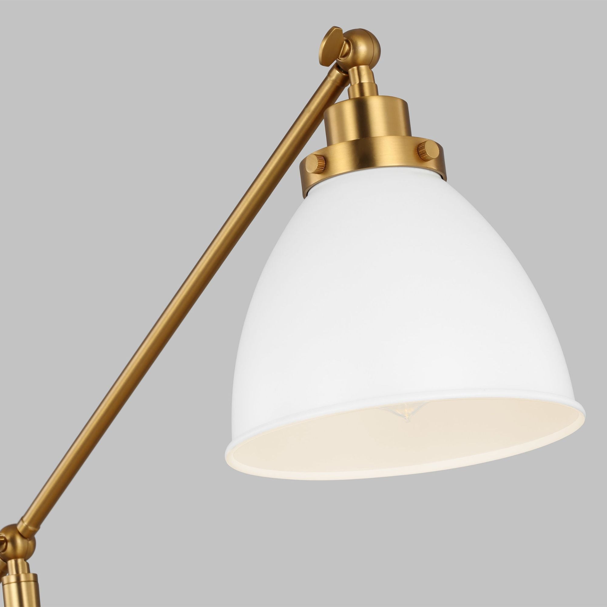 Chapman & Myers Wellfleet Dome Desk Lamp in Matte White and Burnished Brass