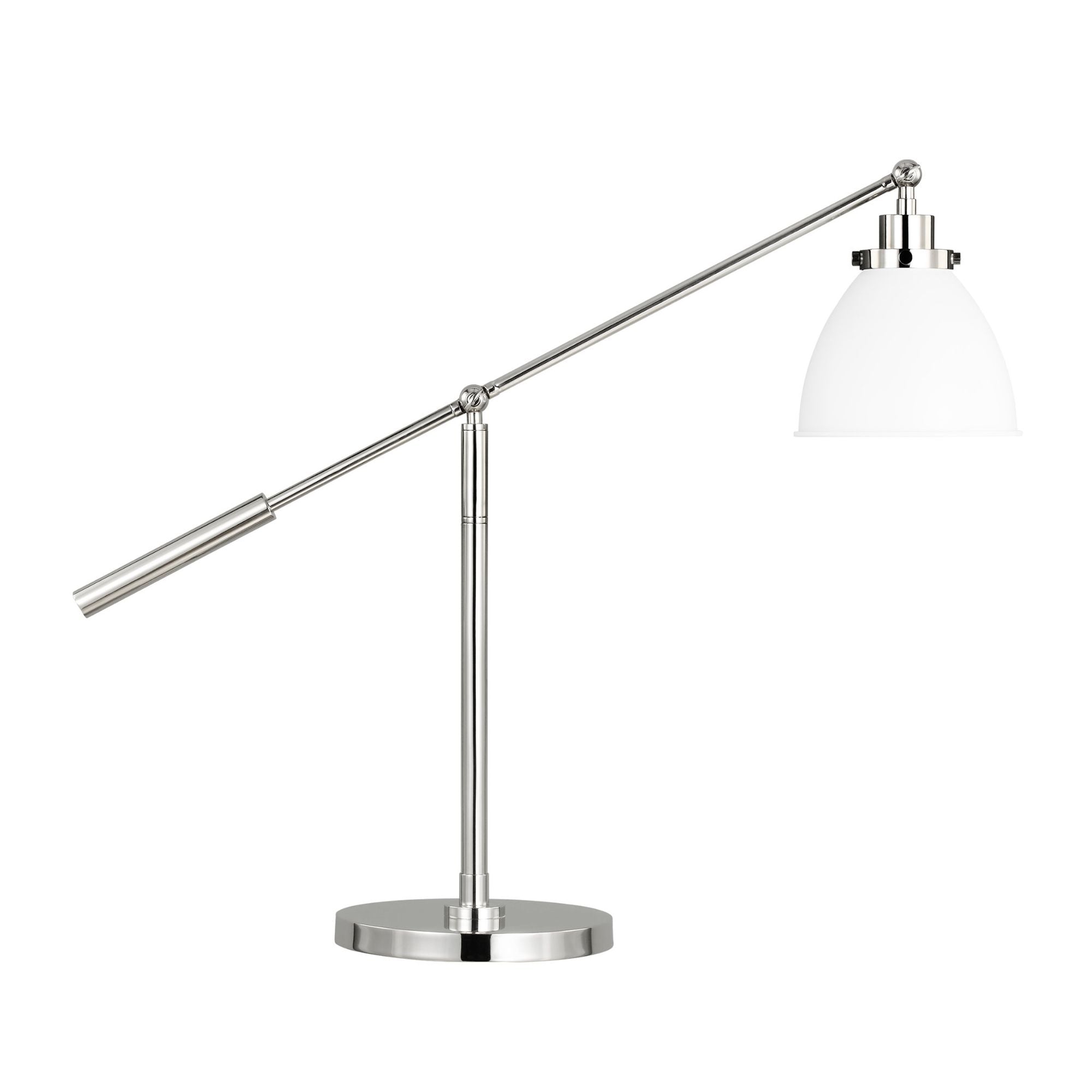 Chapman & Myers Wellfleet Dome Desk Lamp in Matte White and Polished Nickel