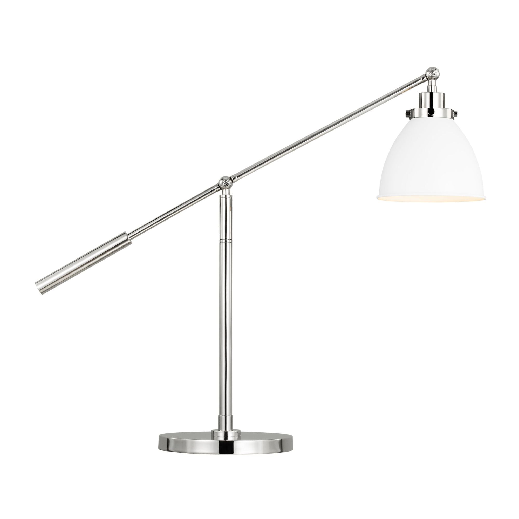 Chapman & Myers Wellfleet Dome Desk Lamp in Matte White and Polished Nickel