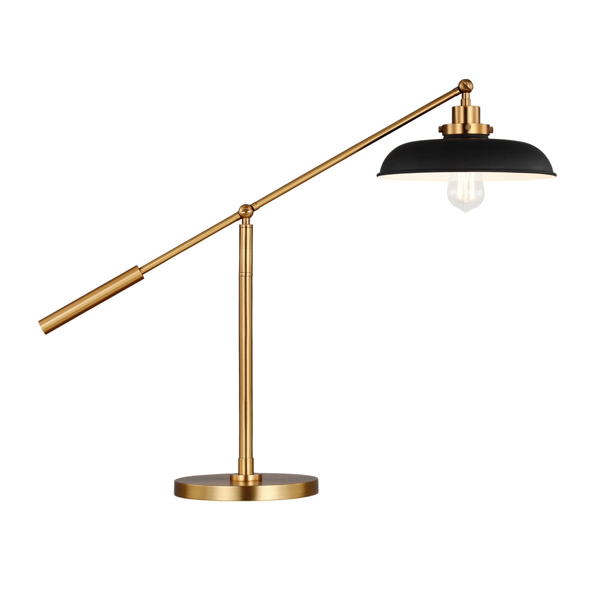 Chapman & Myers Wellfleet Wide Desk Lamp in Midnight Black and Burnished Brass
