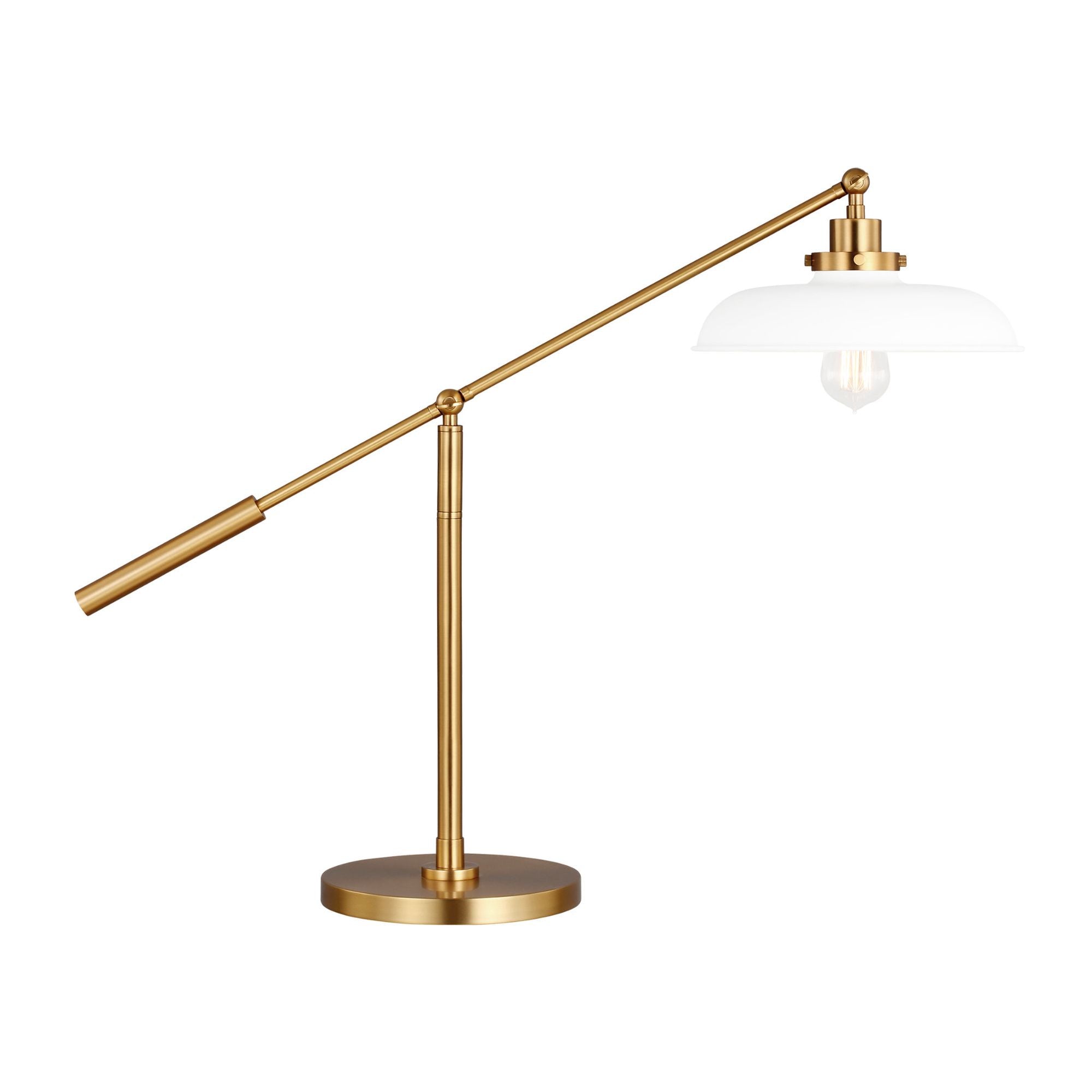 Chapman & Myers Wellfleet Wide Desk Lamp in Matte White and Burnished Brass