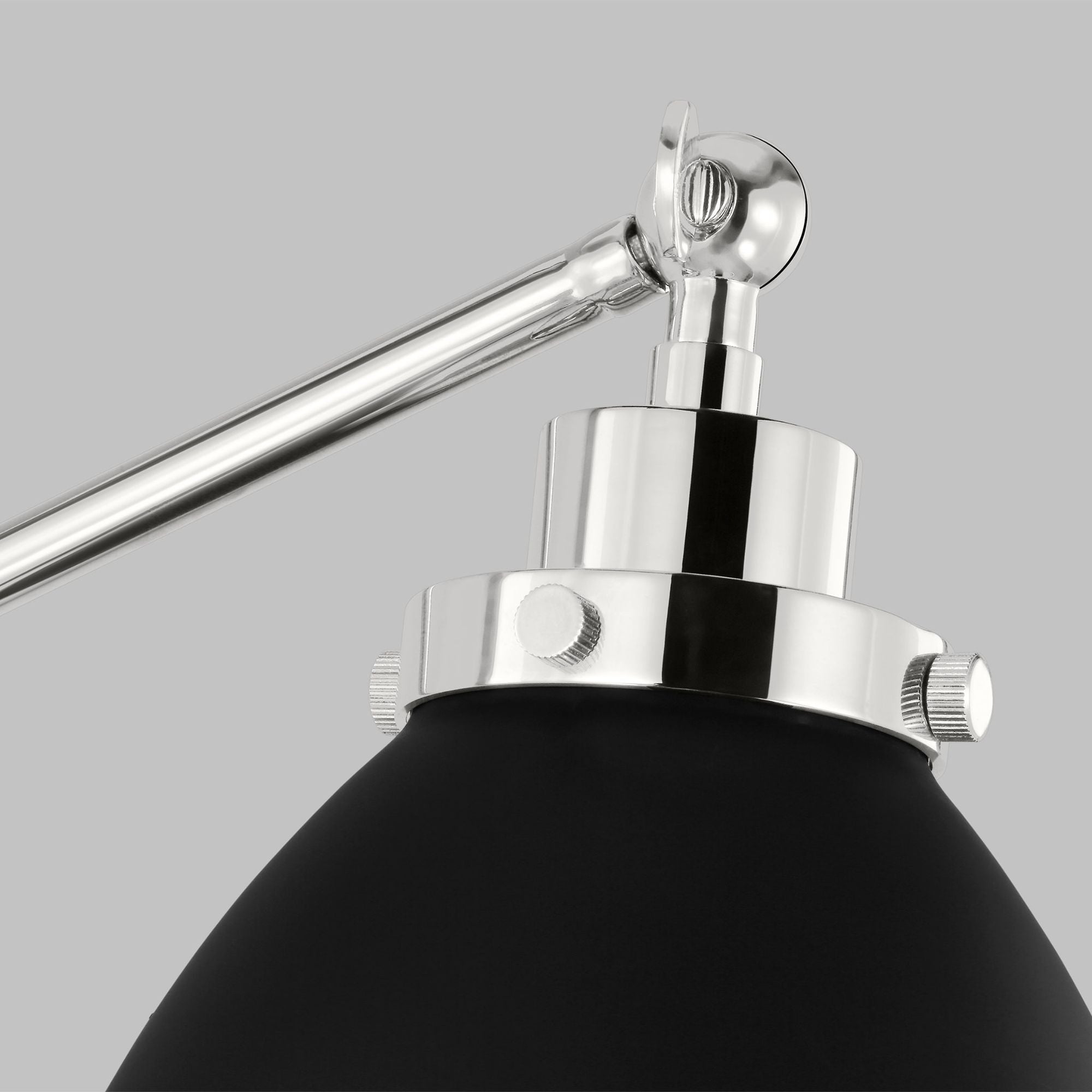 Chapman & Myers Wellfleet Dome Floor Lamp in Midnight Black and Polished Nickel
