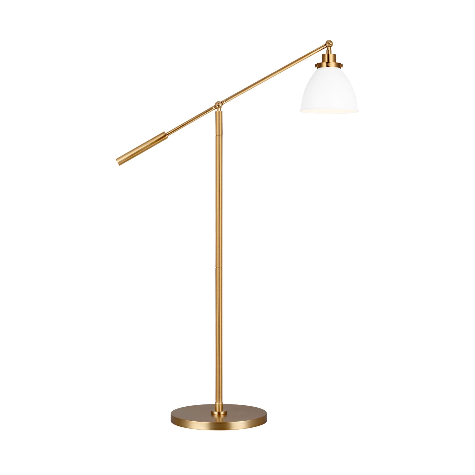 Chapman & Myers Wellfleet Dome Floor Lamp in Matte White and Burnished Brass