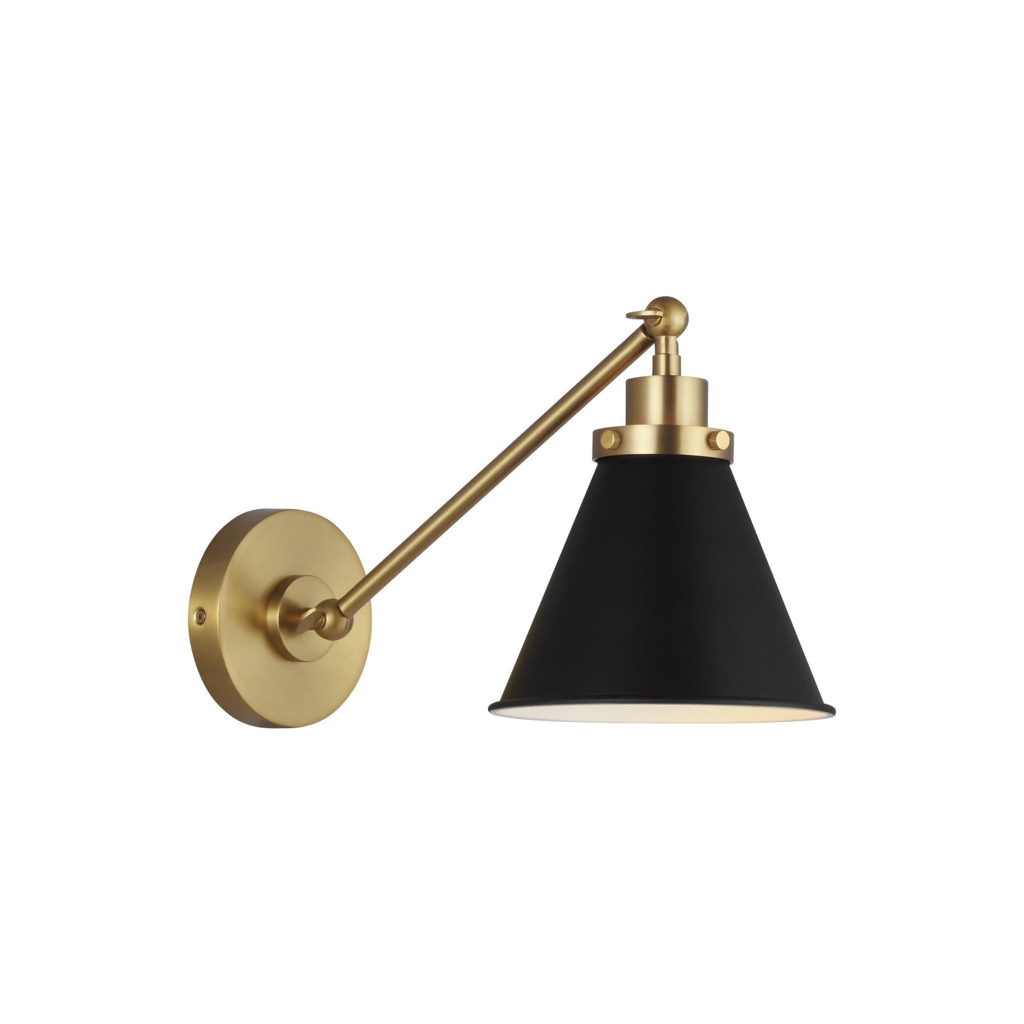 Chapman & Myers Wellfleet Single Arm Cone Task Sconce in Midnight Black and Burnished Brass