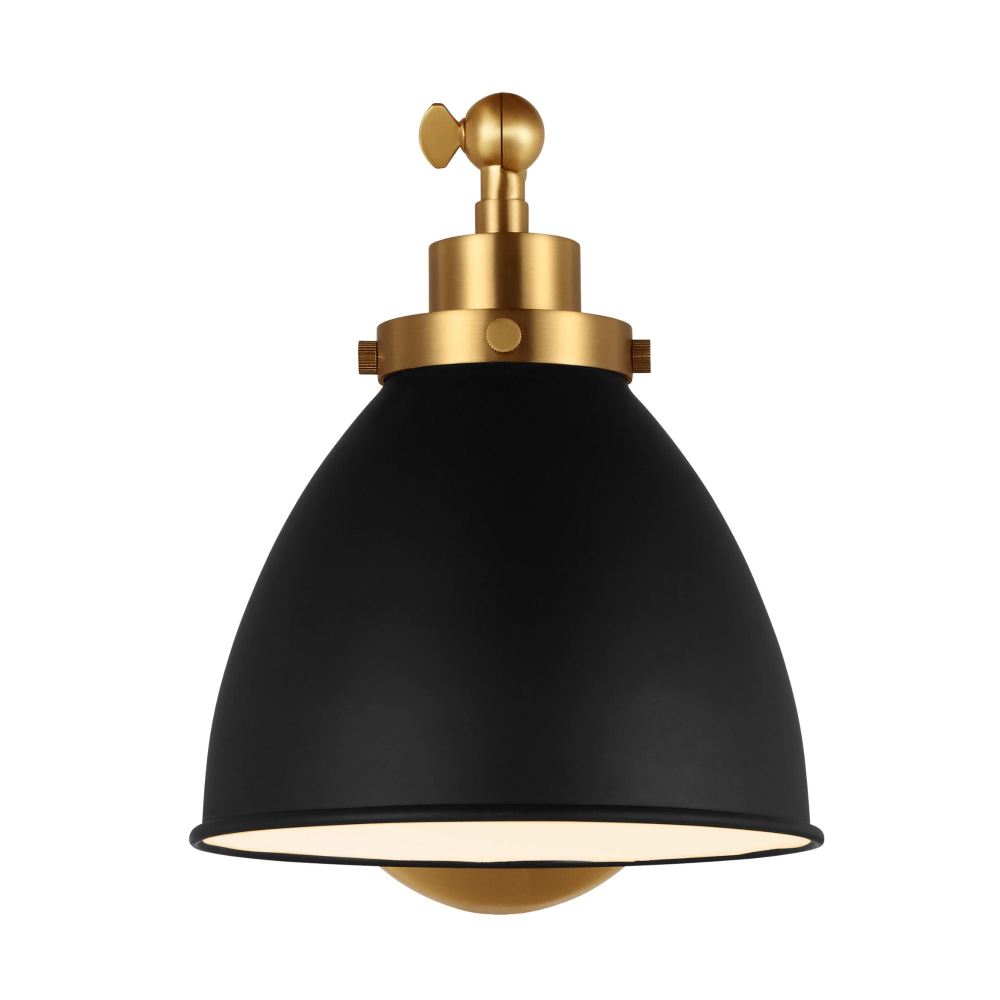 Chapman & Myers Wellfleet Single Arm Dome Task Sconce in Midnight Black and Burnished Brass