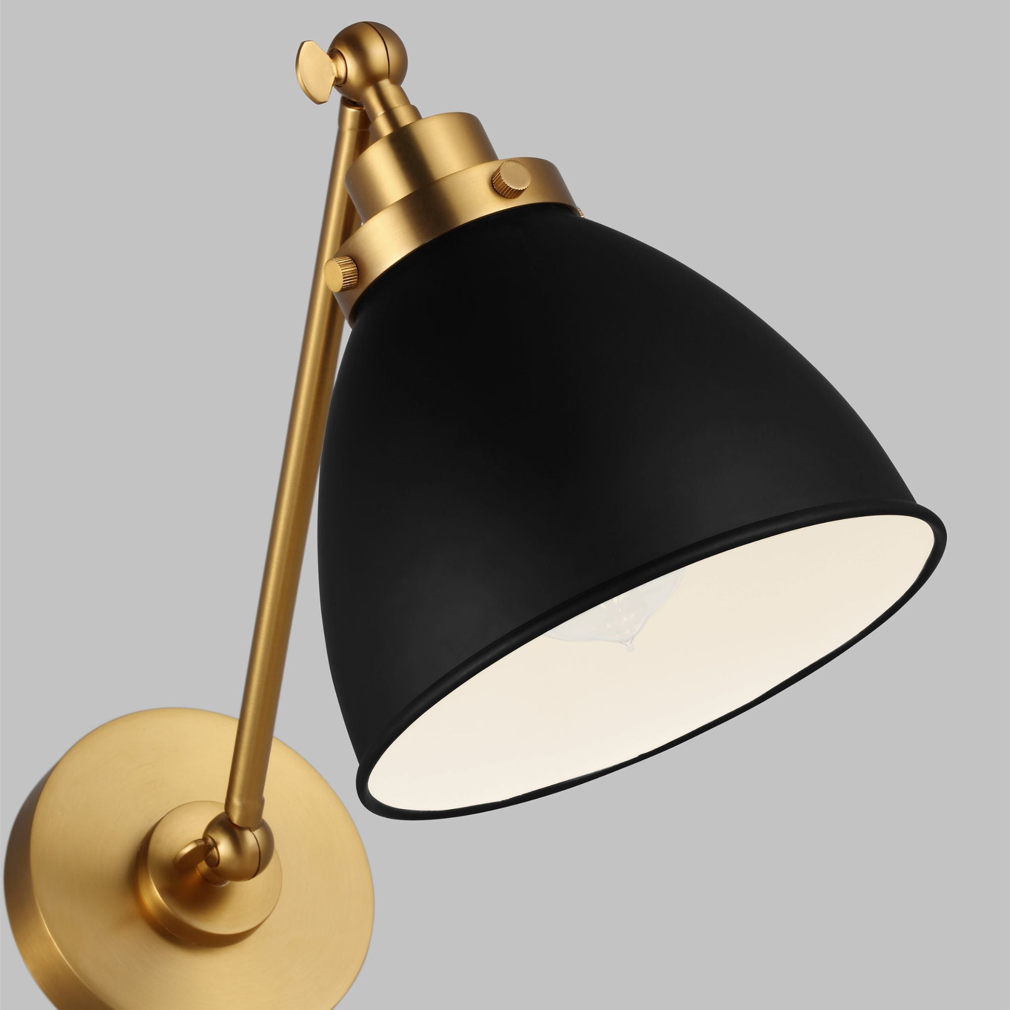Chapman & Myers Wellfleet Single Arm Dome Task Sconce in Midnight Black and Burnished Brass