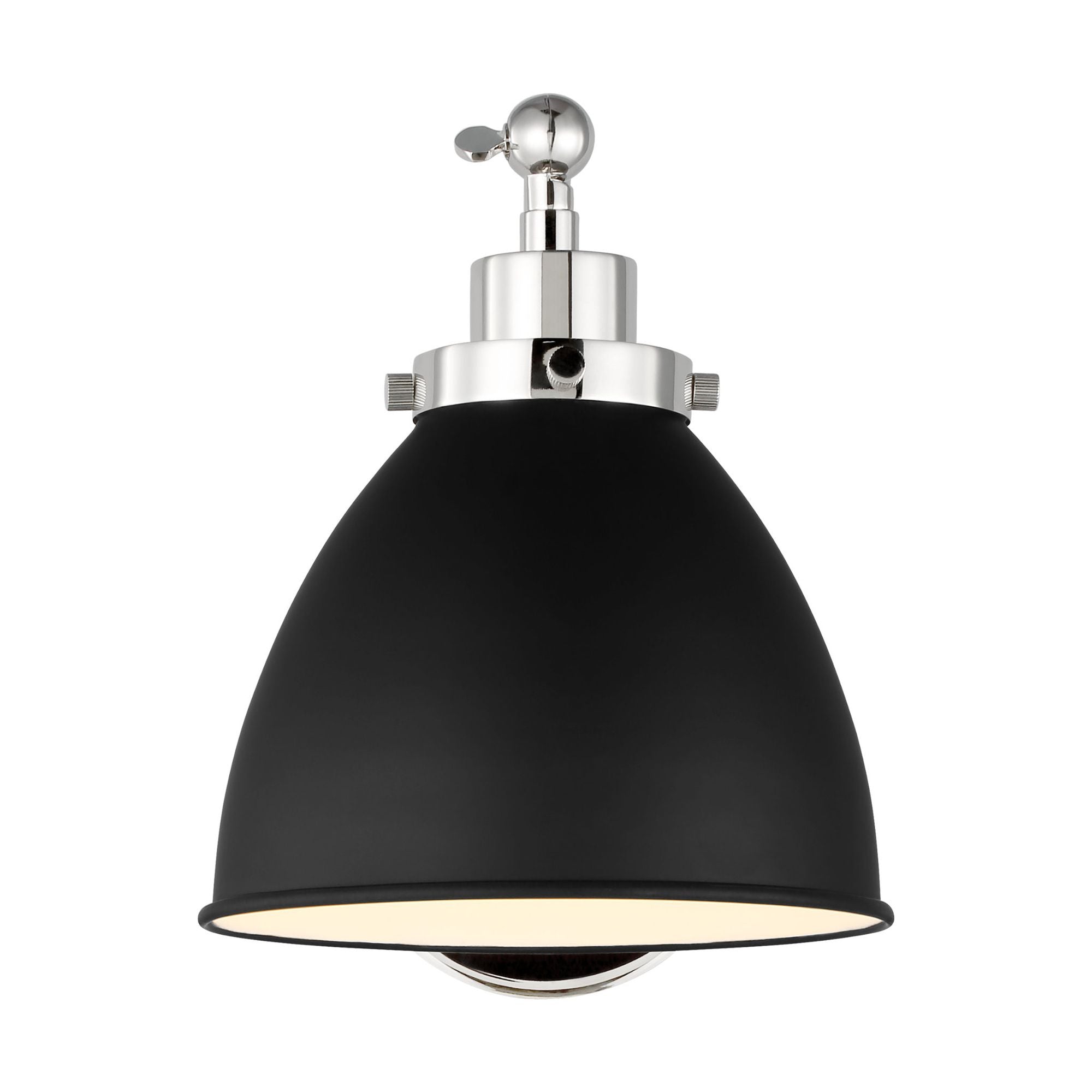 Chapman & Myers Wellfleet Single Arm Dome Task Sconce in Midnight Black and Polished Nickel