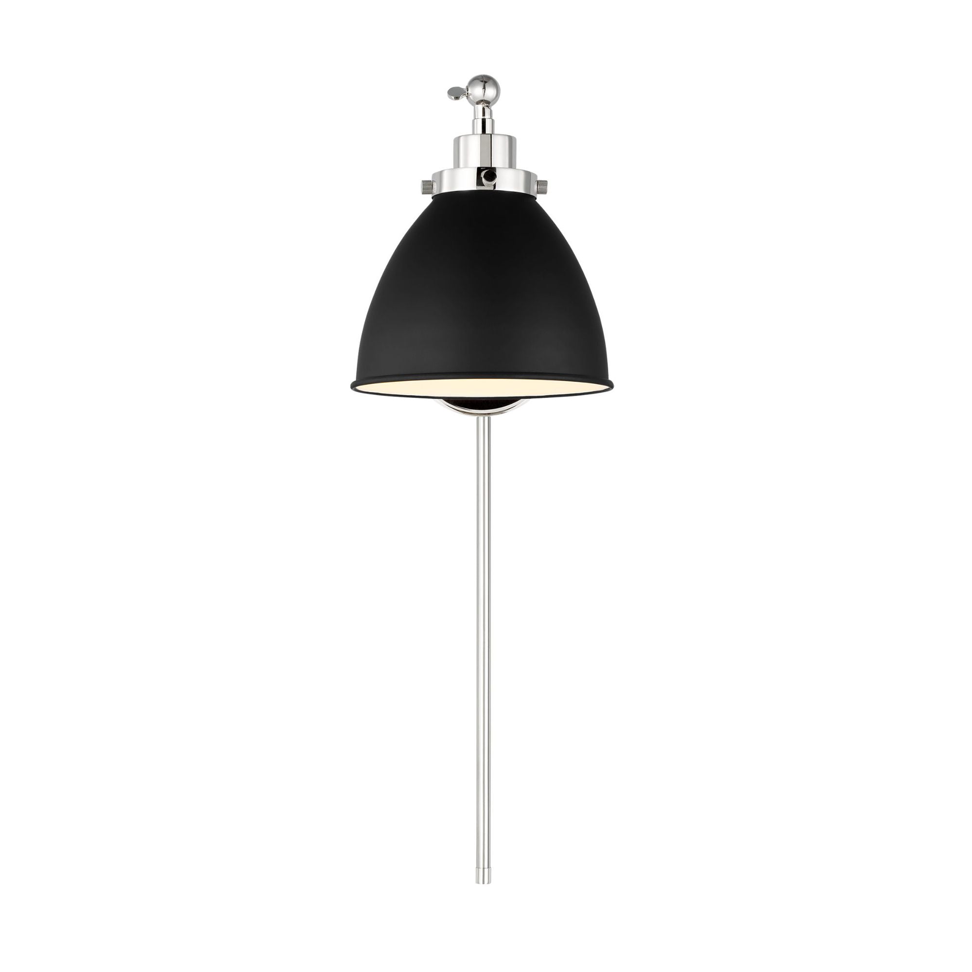 Chapman & Myers Wellfleet Single Arm Dome Task Sconce in Midnight Black and Polished Nickel
