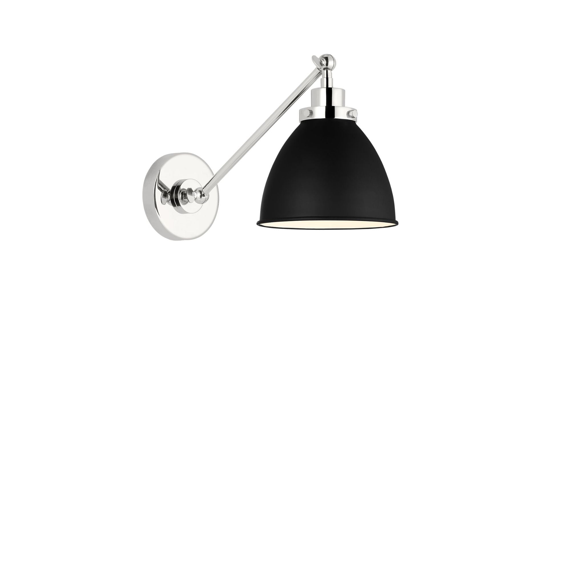 Chapman & Myers Wellfleet Single Arm Dome Task Sconce in Midnight Black and Polished Nickel