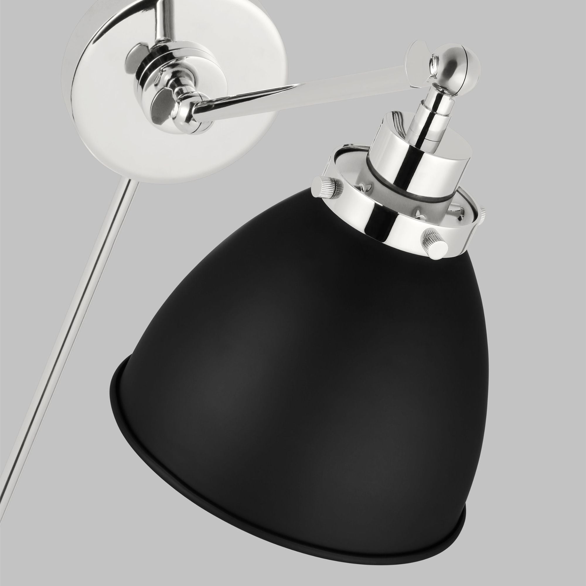 Chapman & Myers Wellfleet Single Arm Dome Task Sconce in Midnight Black and Polished Nickel