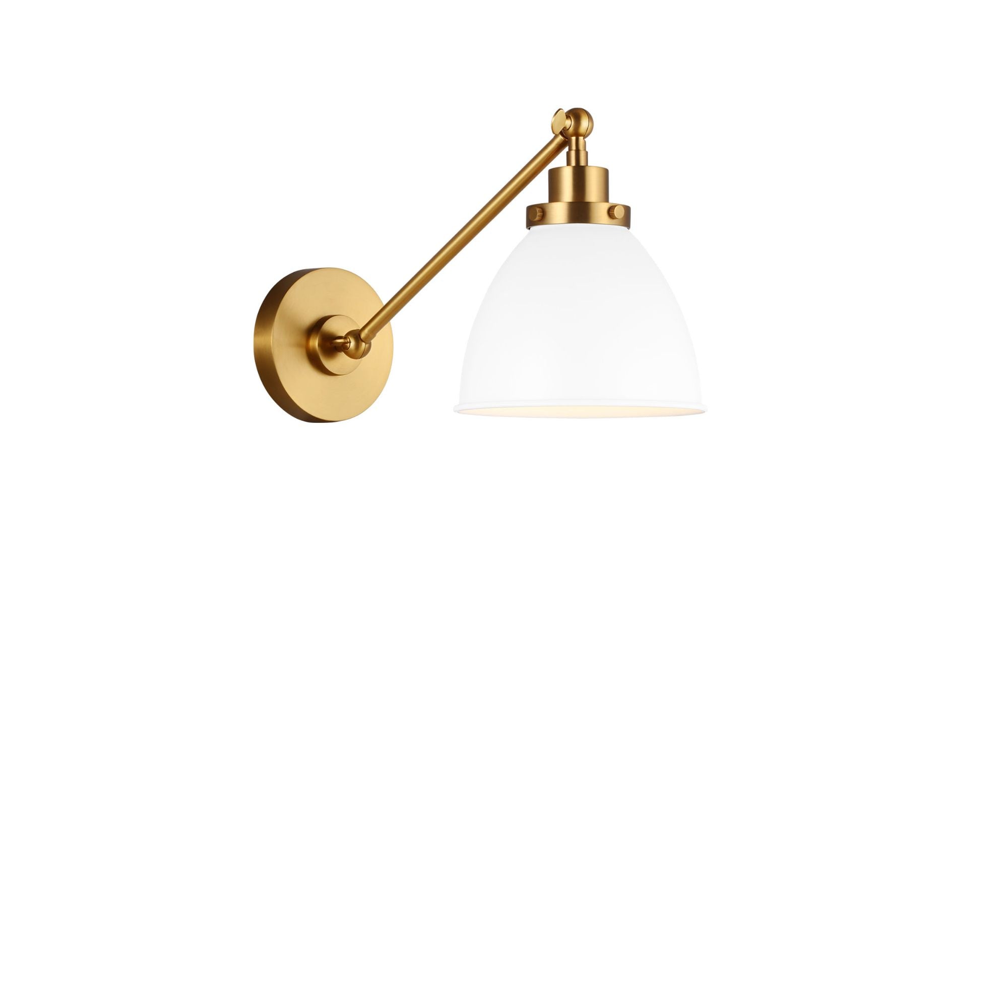 Chapman & Myers Wellfleet Single Arm Dome Task Sconce in Matte White and Burnished Brass