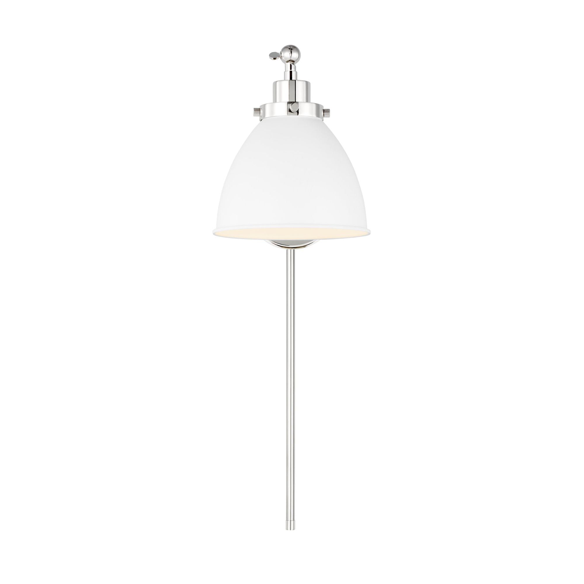 Chapman & Myers Wellfleet Single Arm Dome Task Sconce in Matte White and Polished Nickel