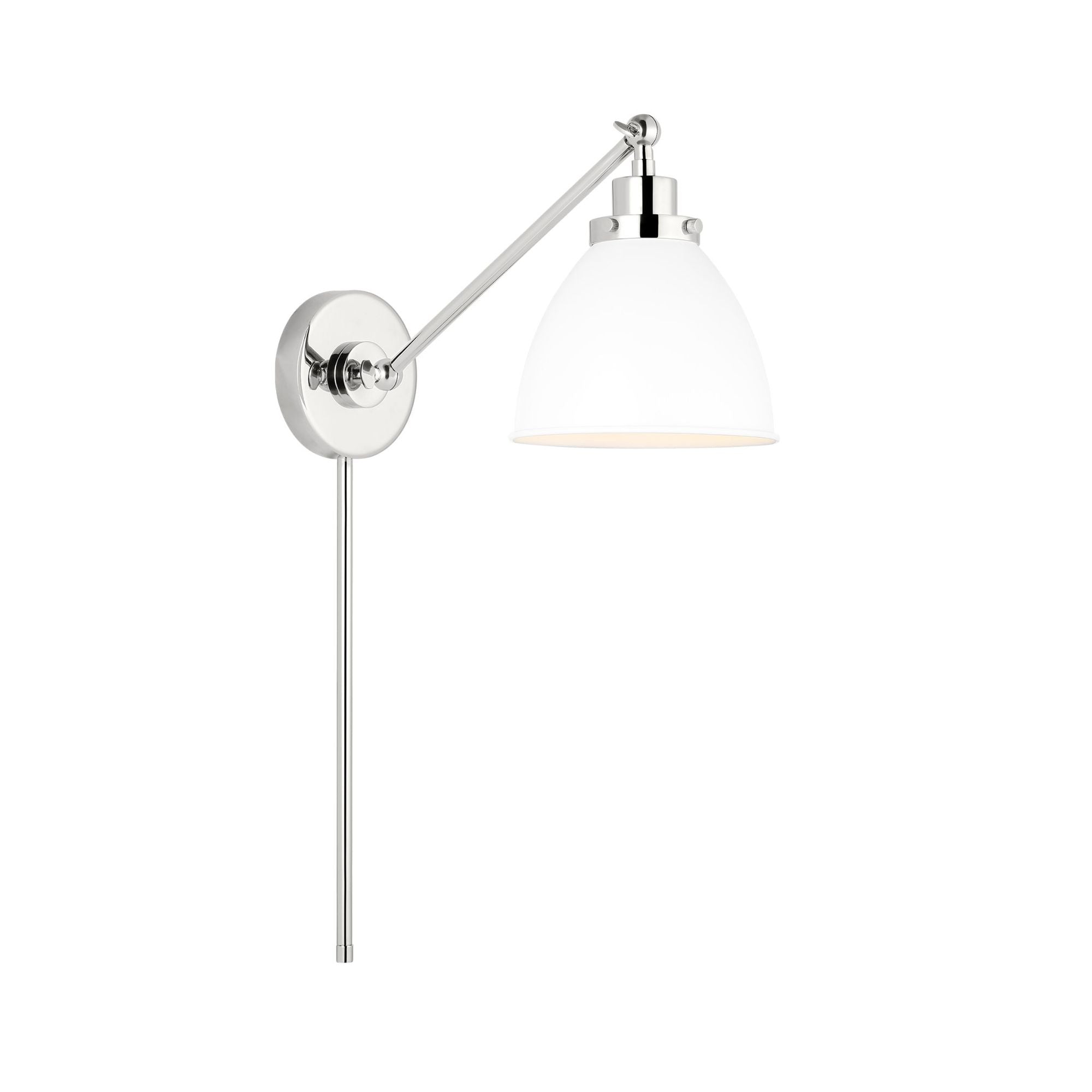 Chapman & Myers Wellfleet Single Arm Dome Task Sconce in Matte White and Polished Nickel