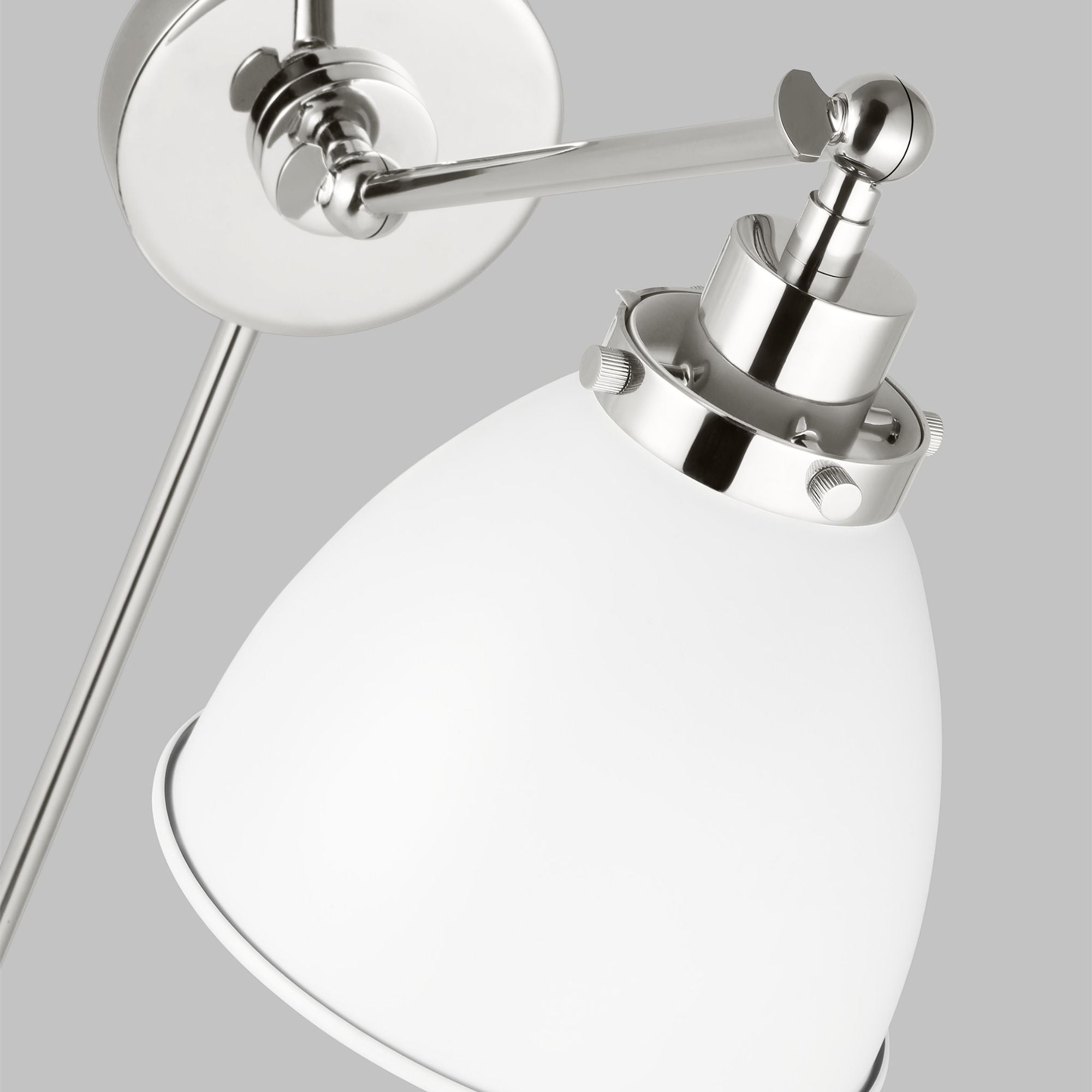 Chapman & Myers Wellfleet Single Arm Dome Task Sconce in Matte White and Polished Nickel