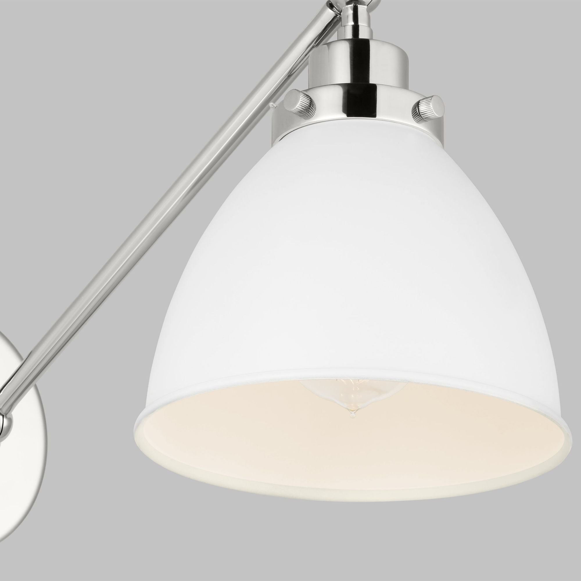 Chapman & Myers Wellfleet Single Arm Dome Task Sconce in Matte White and Polished Nickel