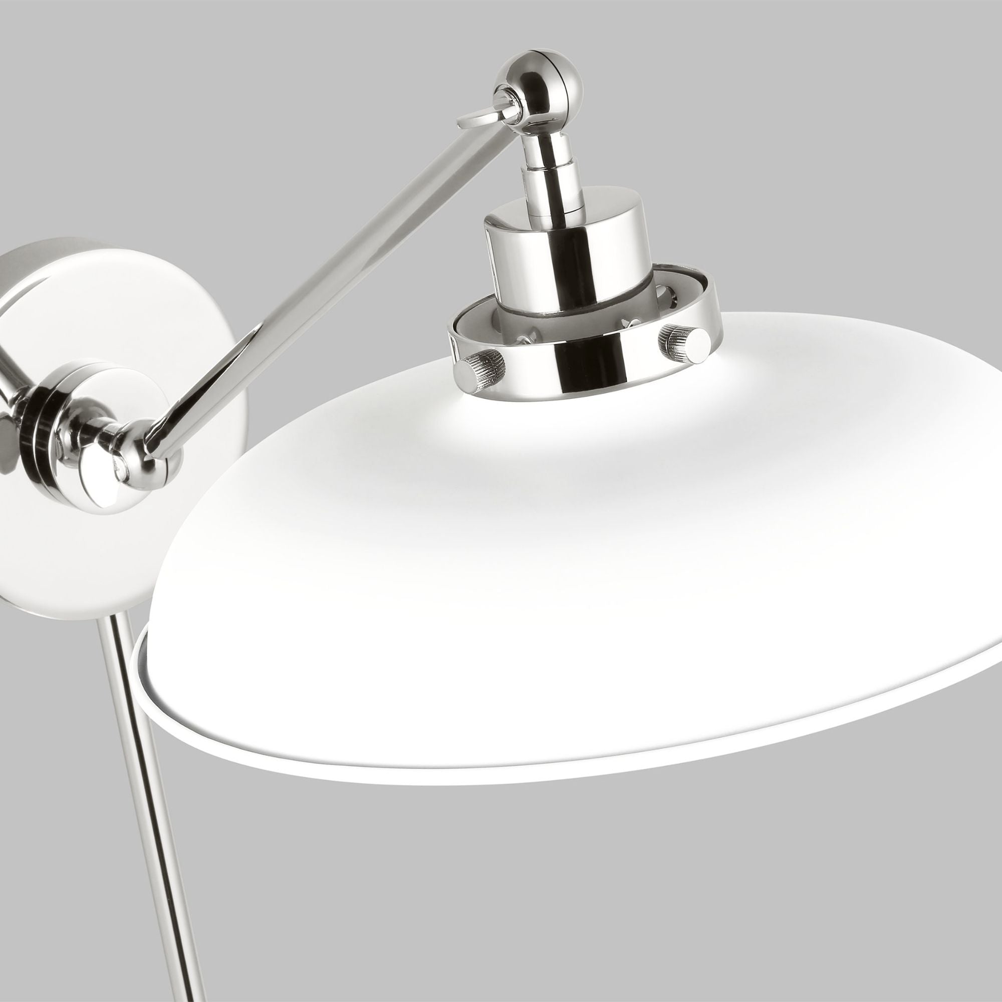 Chapman & Myers Wellfleet Single Arm Wide Task Sconce in Matte White and Polished Nickel