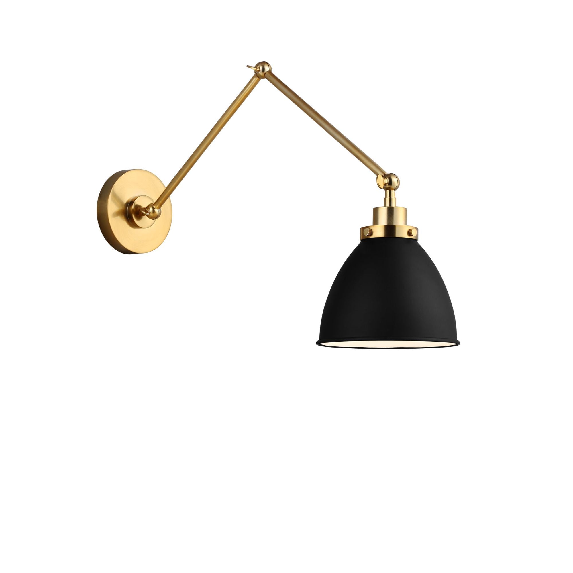 Chapman & Myers Wellfleet Double Arm Dome Task Sconce in Midnight Black and Burnished Brass