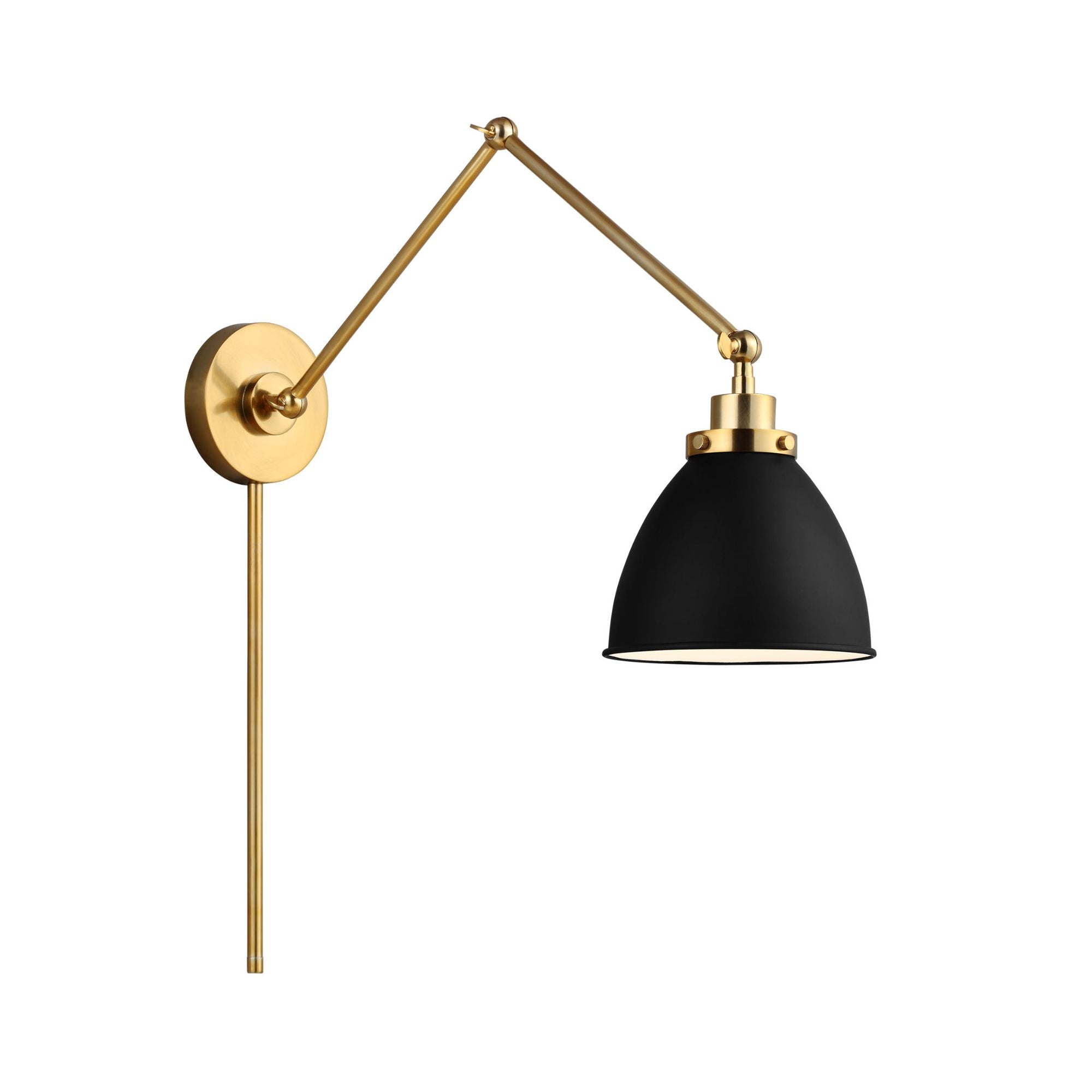 Chapman & Myers Wellfleet Double Arm Dome Task Sconce in Midnight Black and Burnished Brass