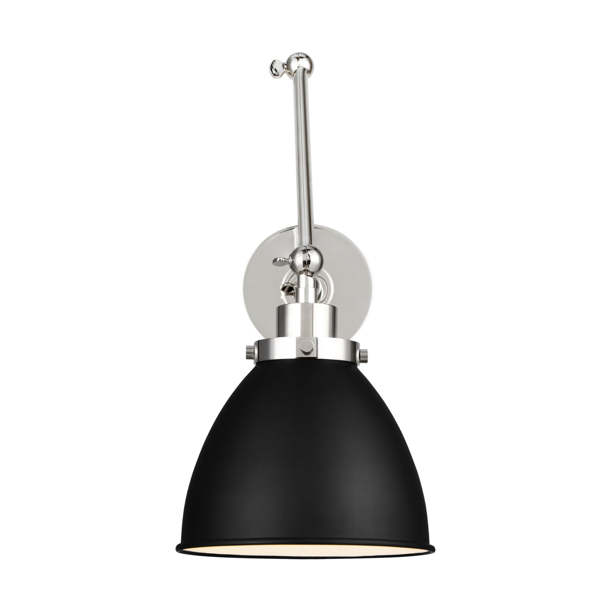 Chapman & Myers Wellfleet Double Arm Dome Task Sconce in Midnight Black and Polished Nickel