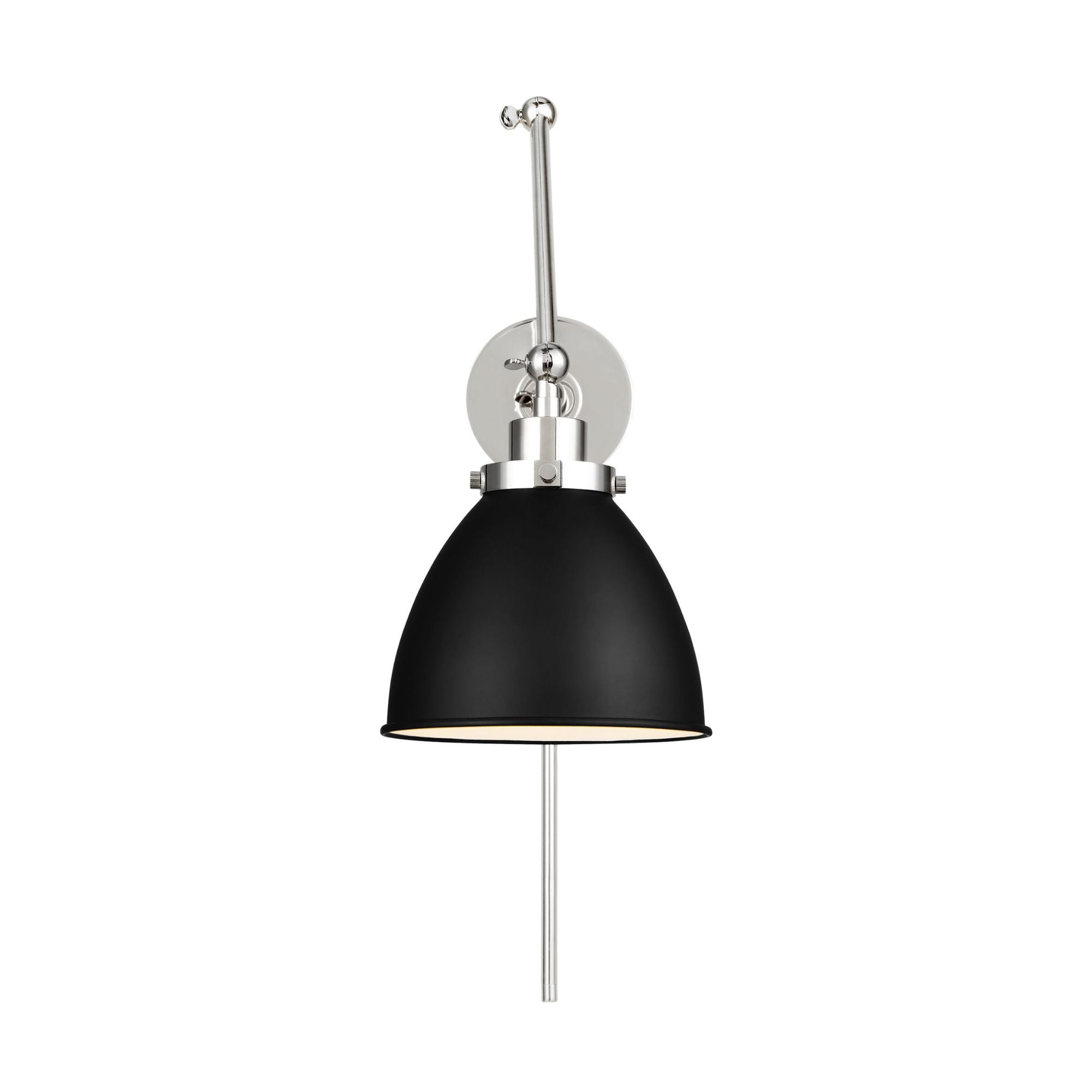 Chapman & Myers Wellfleet Double Arm Dome Task Sconce in Midnight Black and Polished Nickel