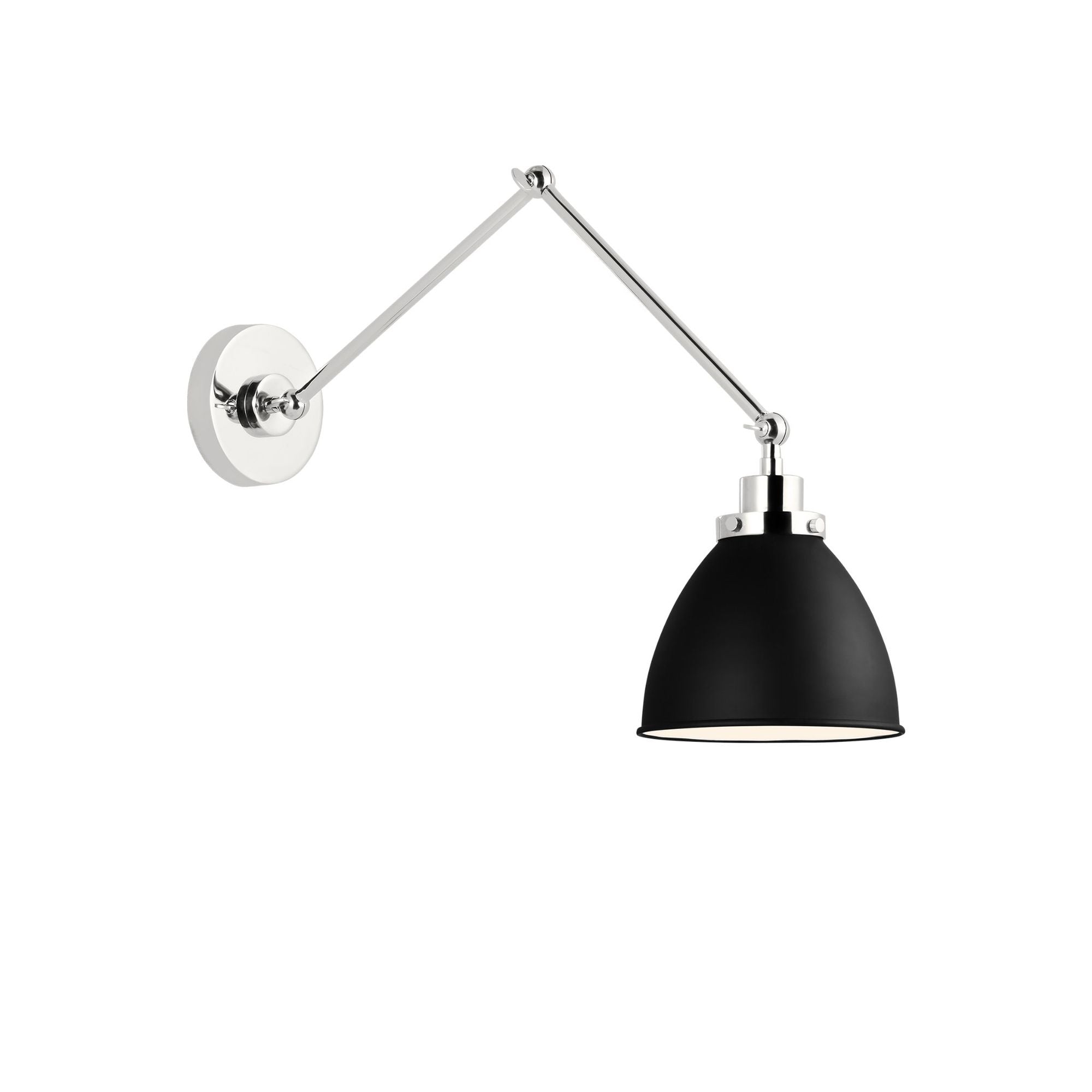 Chapman & Myers Wellfleet Double Arm Dome Task Sconce in Midnight Black and Polished Nickel