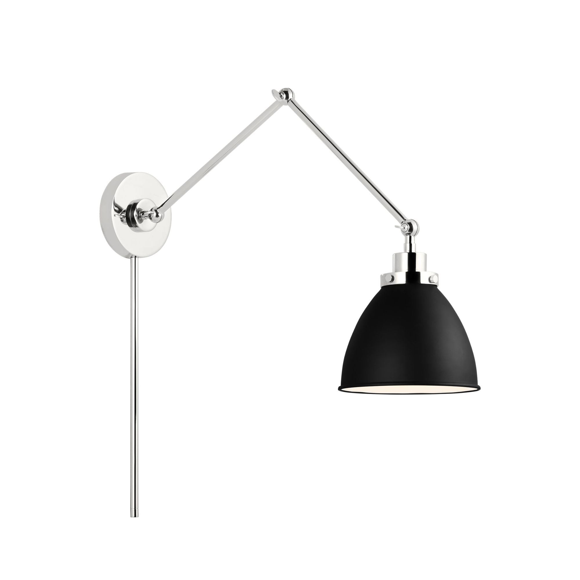Chapman & Myers Wellfleet Double Arm Dome Task Sconce in Midnight Black and Polished Nickel