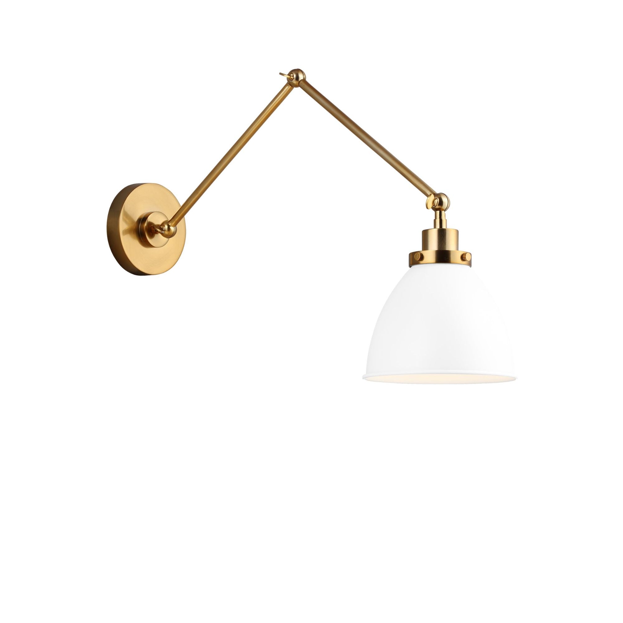 Chapman & Myers Wellfleet Double Arm Dome Task Sconce in Matte White and Burnished Brass