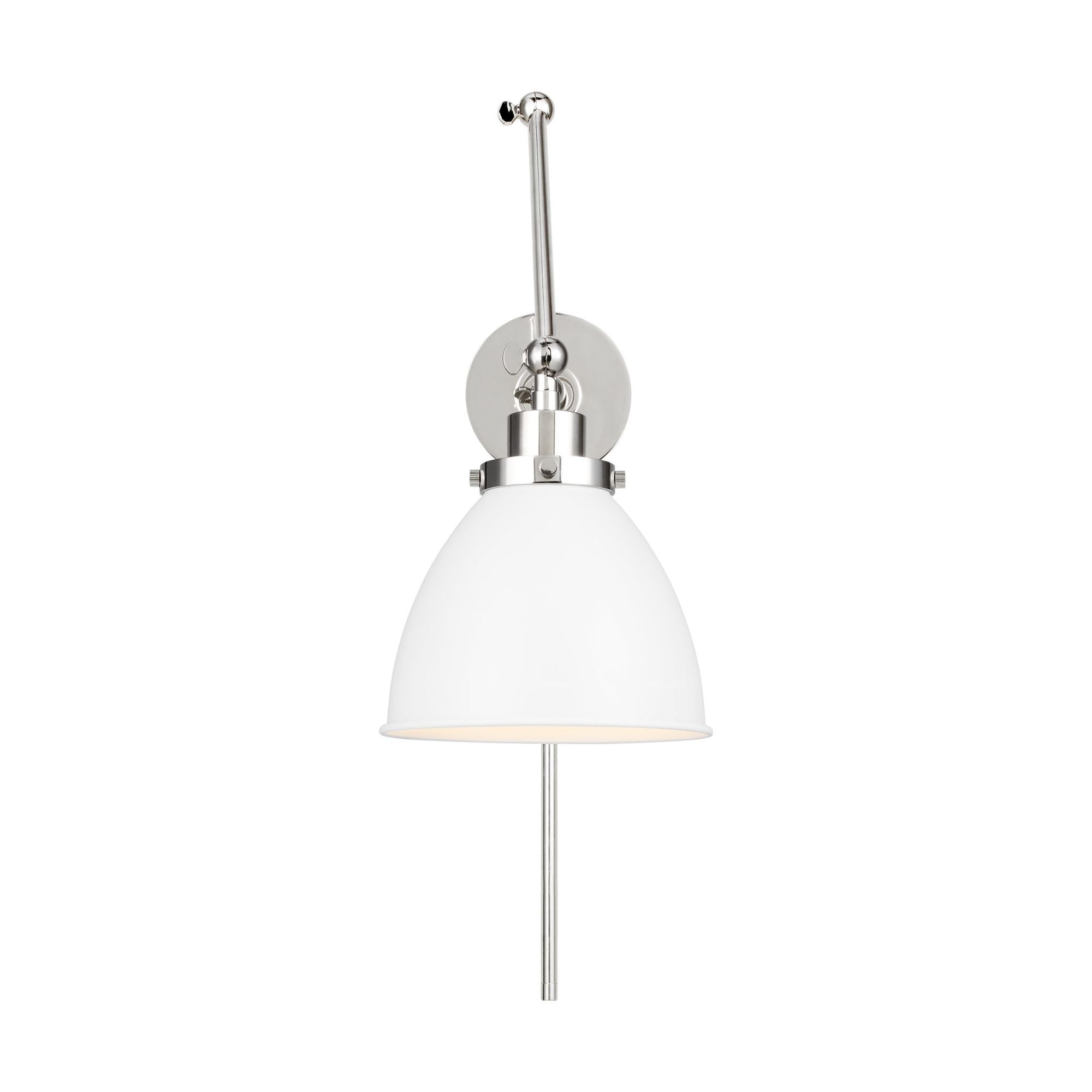 Chapman & Myers Wellfleet Double Arm Dome Task Sconce in Matte White and Polished Nickel