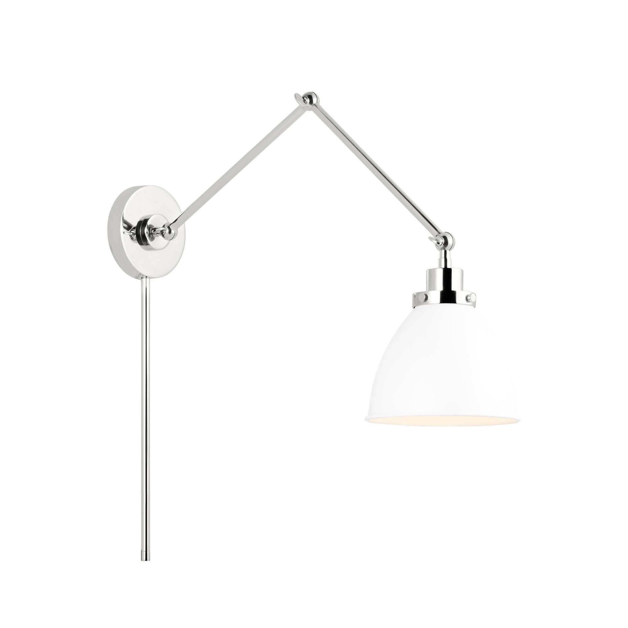 Chapman & Myers Wellfleet Double Arm Dome Task Sconce in Matte White and Polished Nickel