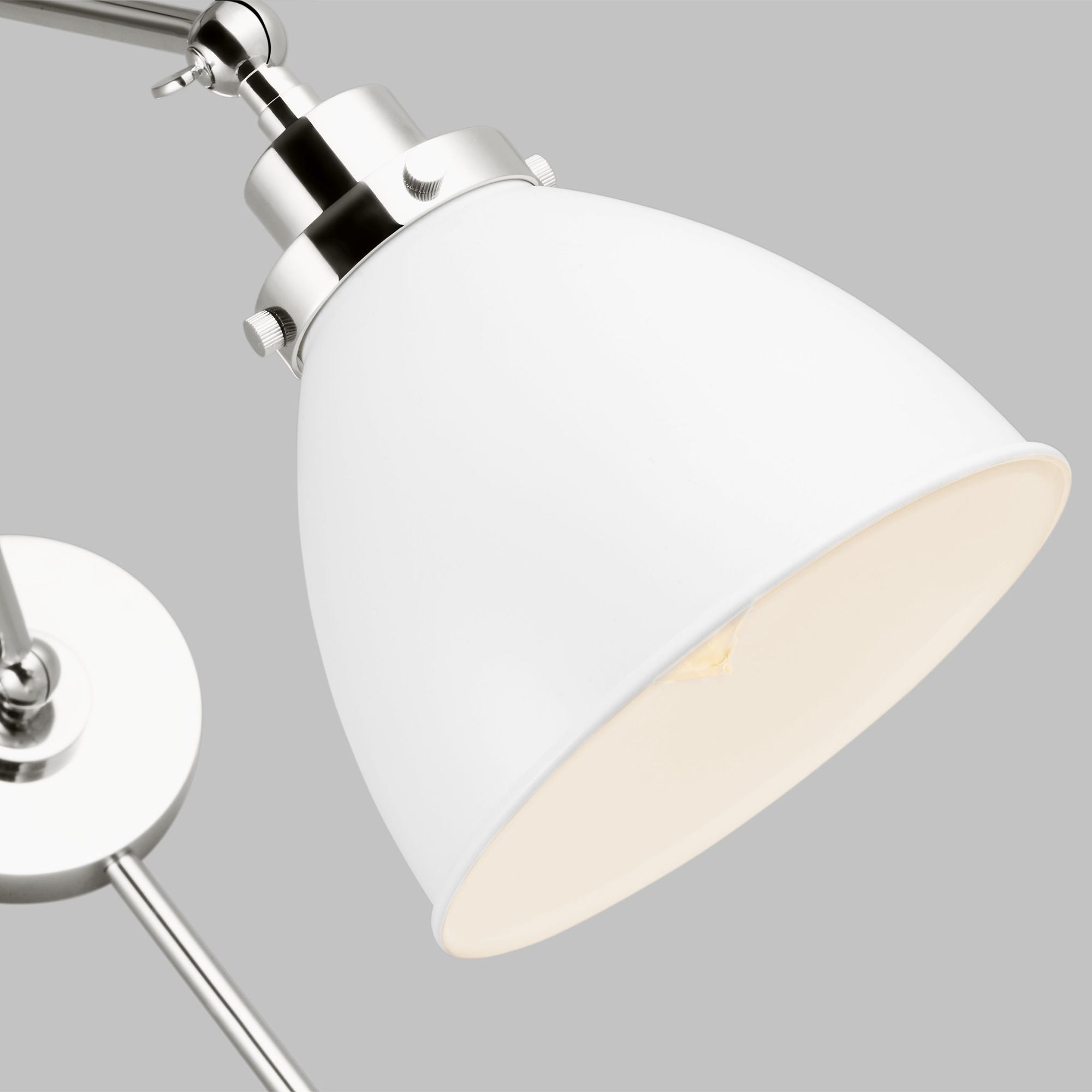 Chapman & Myers Wellfleet Double Arm Dome Task Sconce in Matte White and Polished Nickel