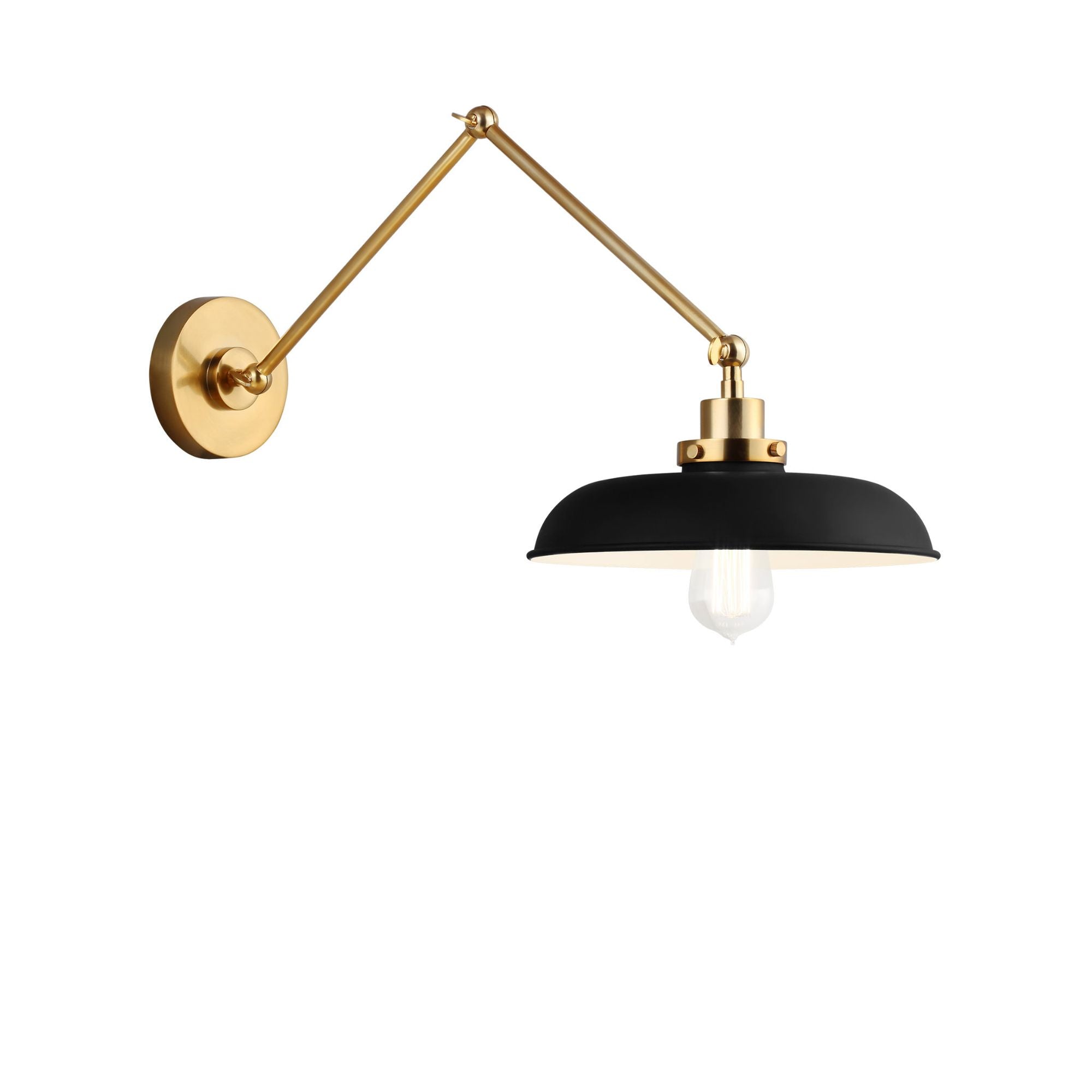 Chapman & Myers Wellfleet Double Arm Wide Task Sconce in Midnight Black and Burnished Brass