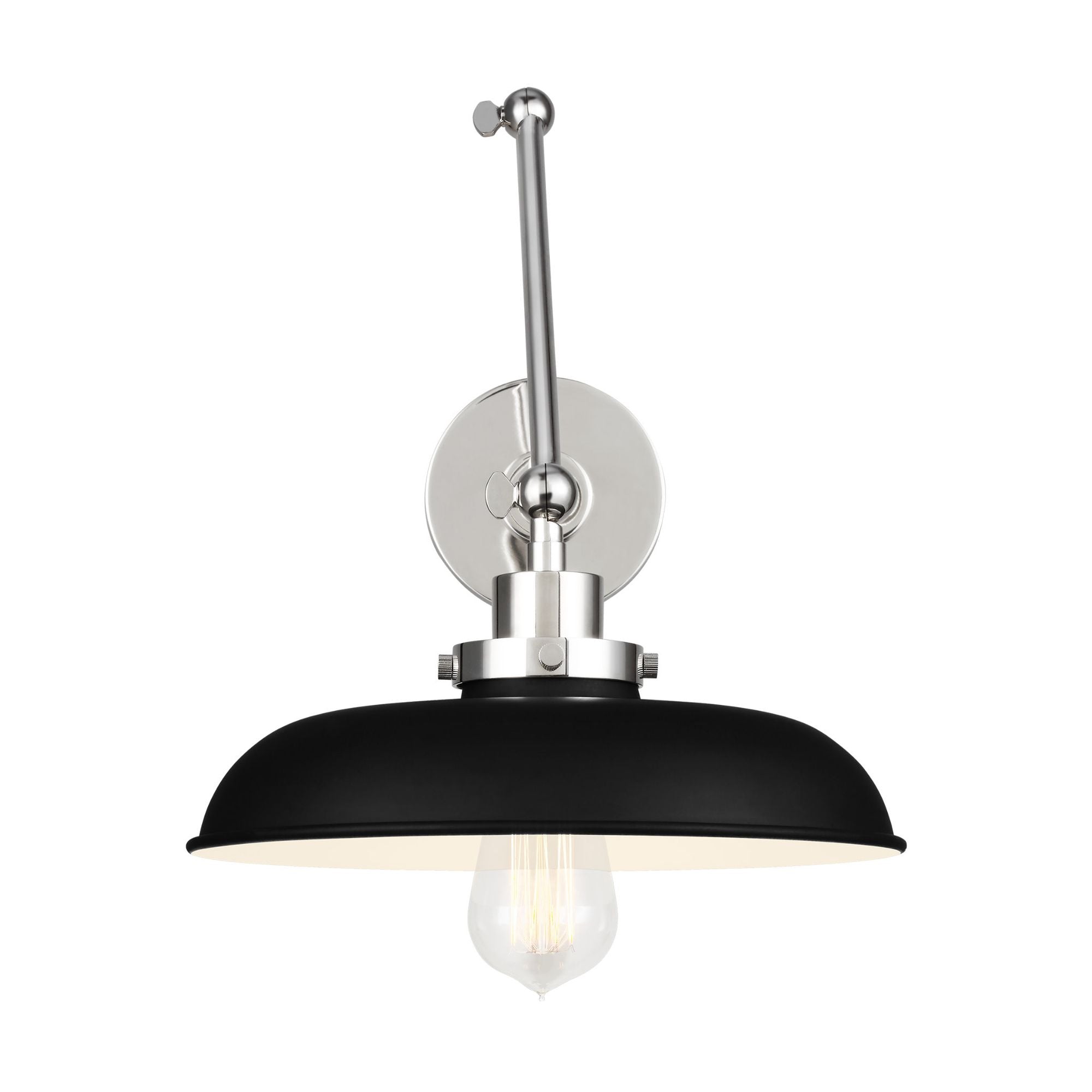 Chapman & Myers Wellfleet Double Arm Wide Task Sconce in Midnight Black and Polished Nickel