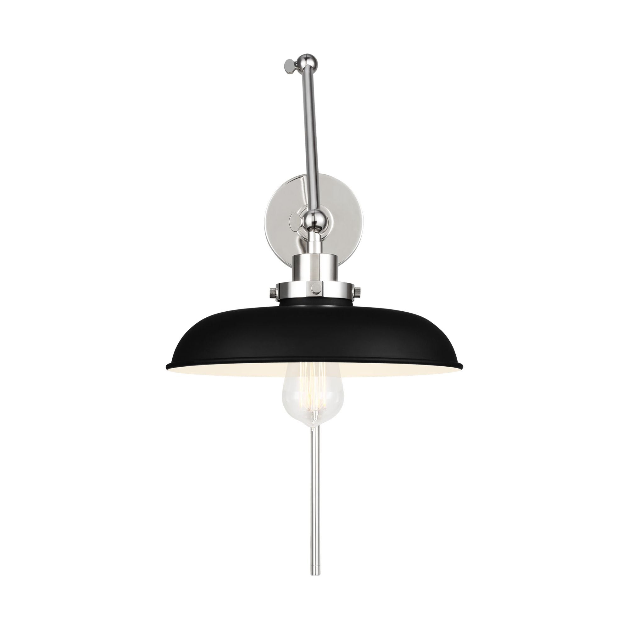 Chapman & Myers Wellfleet Double Arm Wide Task Sconce in Midnight Black and Polished Nickel
