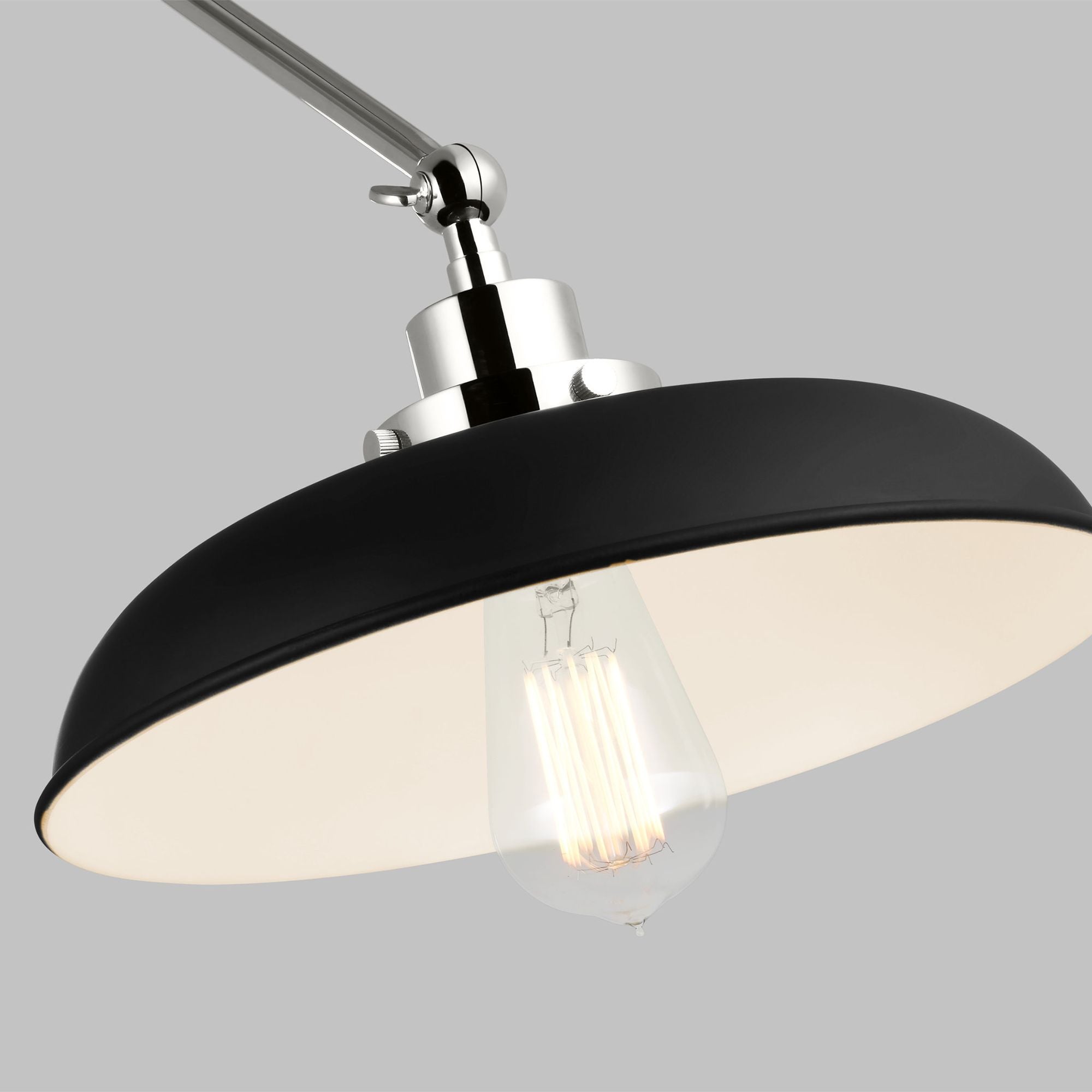 Chapman & Myers Wellfleet Double Arm Wide Task Sconce in Midnight Black and Polished Nickel